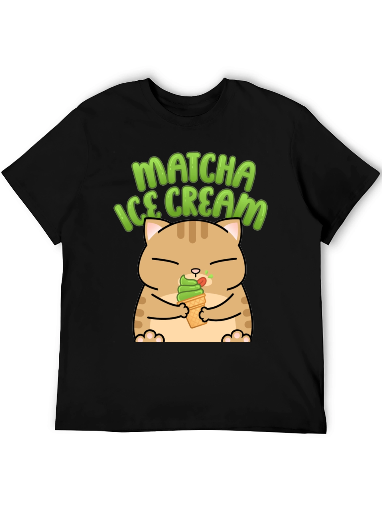 Black Matcha Ice Cream Cat Graphic T-Shirt view 5