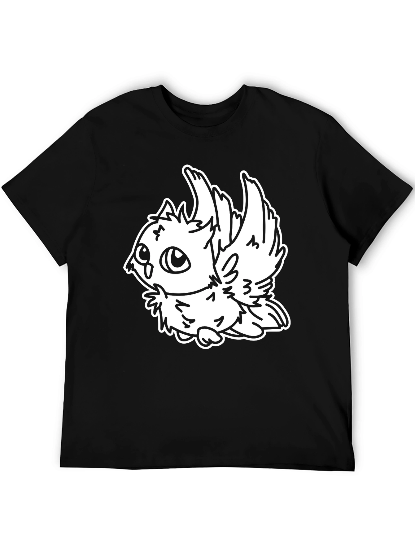 Black Cute Cartoon Owl Graphic Black T-Shirt view 5