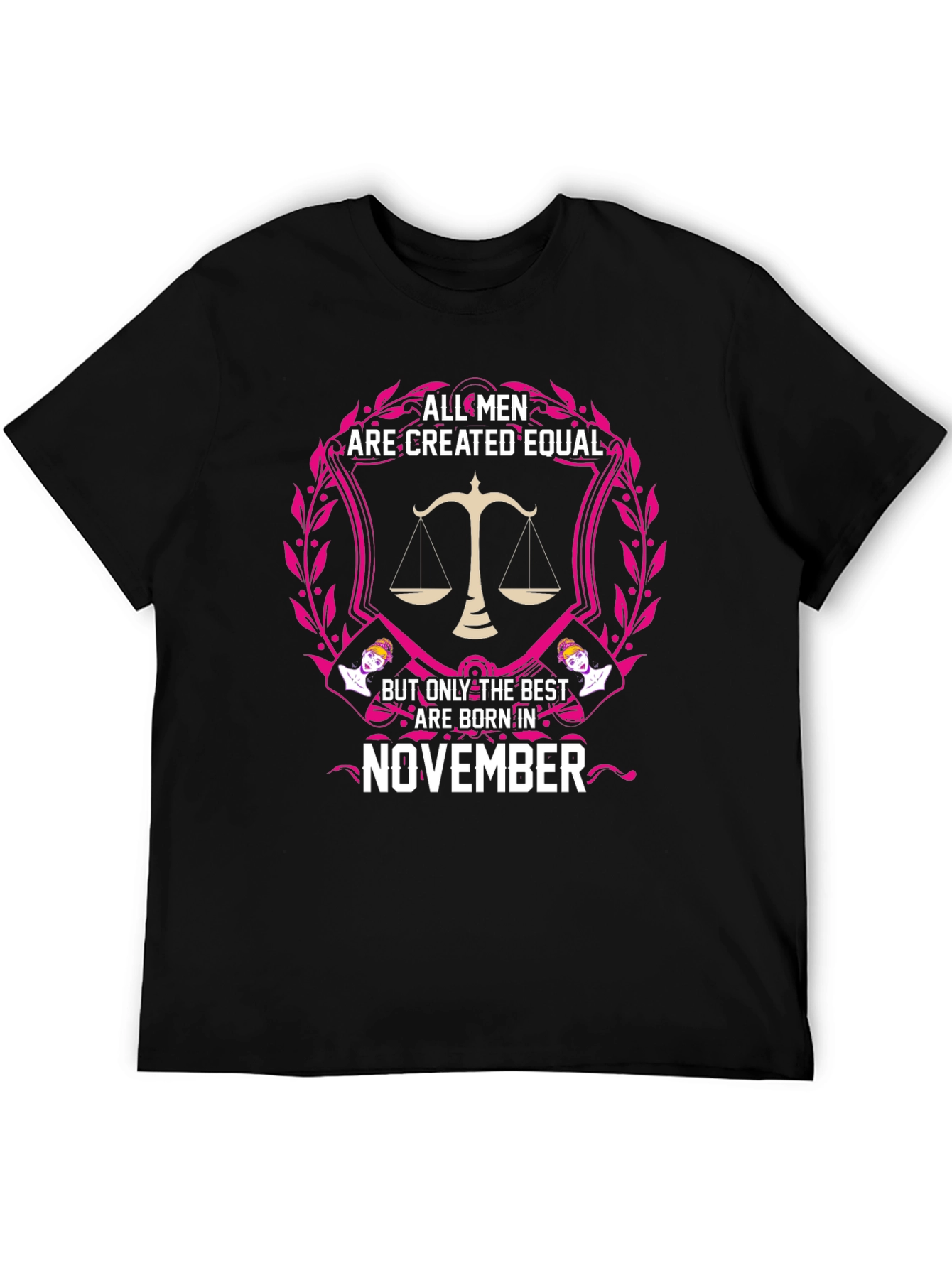 Black All Men Are Created Equal - November Birthday T-Shirt view 5