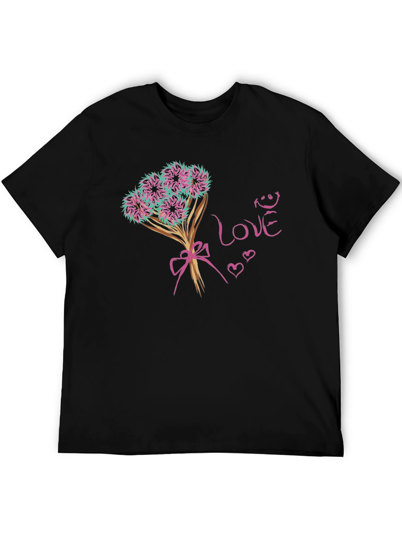 Black Love Bouquet Graphic Tee - Trendy Black T-Shirt view 5