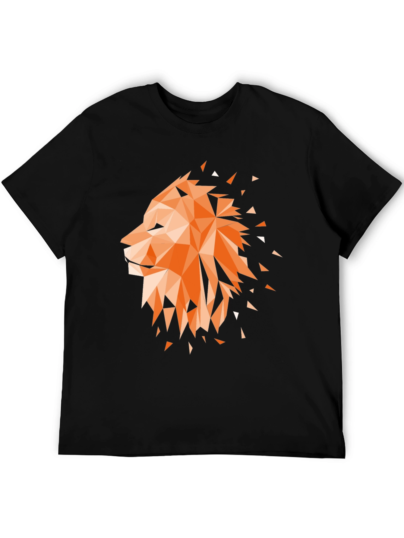Black Geometric Lion Graphic Tee - Stylish Men's Black T-Shirt view 5