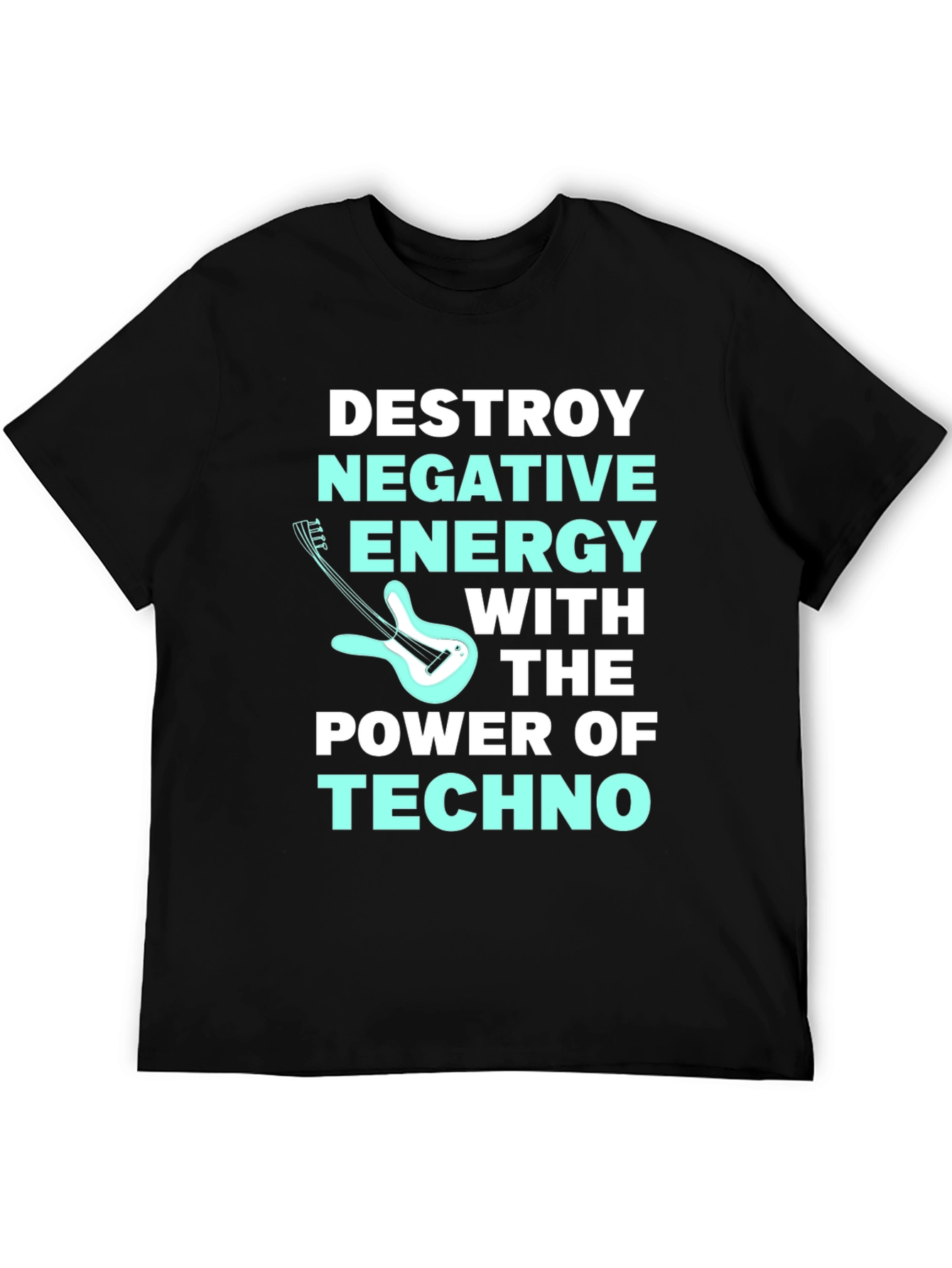 Black Destroy Negative Energy Techno Music T-Shirt view 5