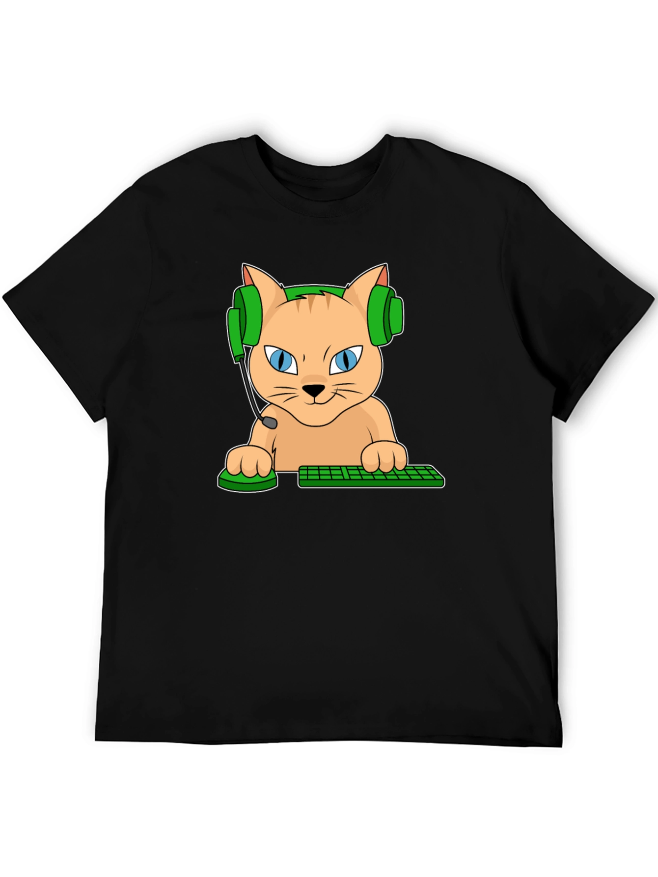 Black Gamer Cat Graphic T-Shirt view 5