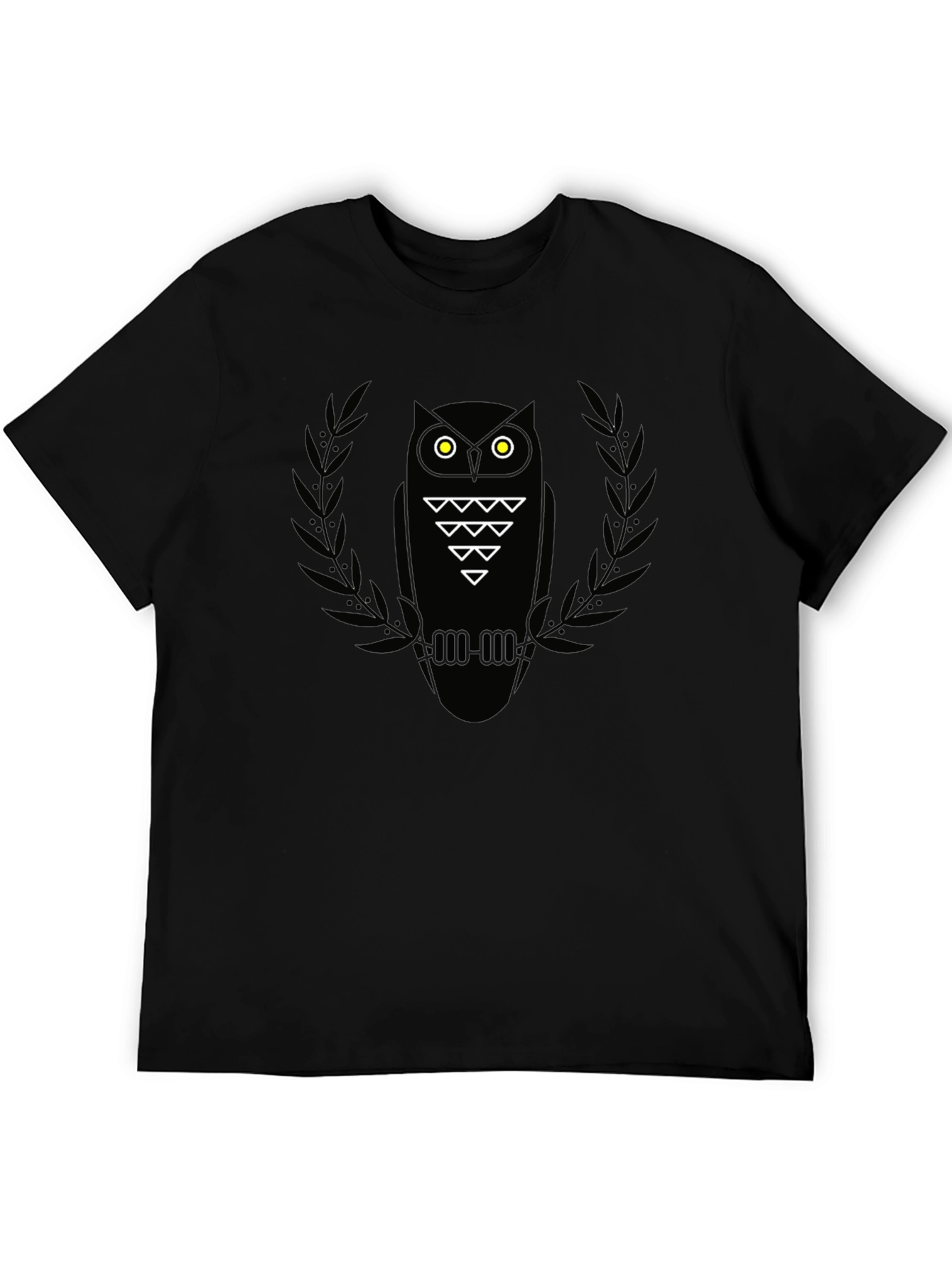 Black Men's Black Owl Graphic Tee - Modern Style view 5