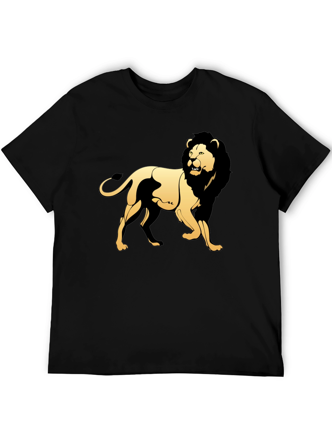 Black Black T-Shirt with Golden Lion Graphic view 5
