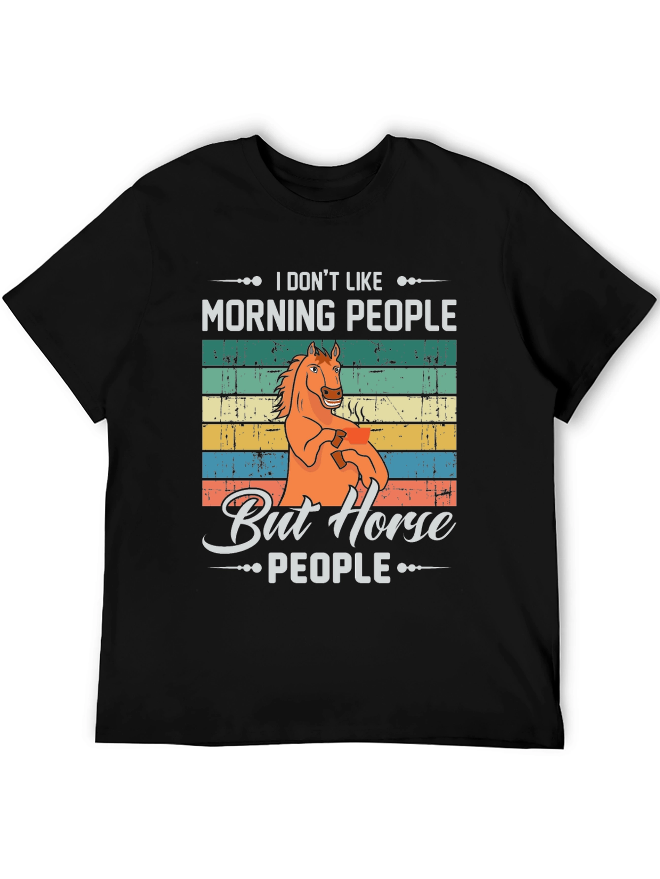 Black I Don't Like Morning People But Horse People T-Shirt view 5