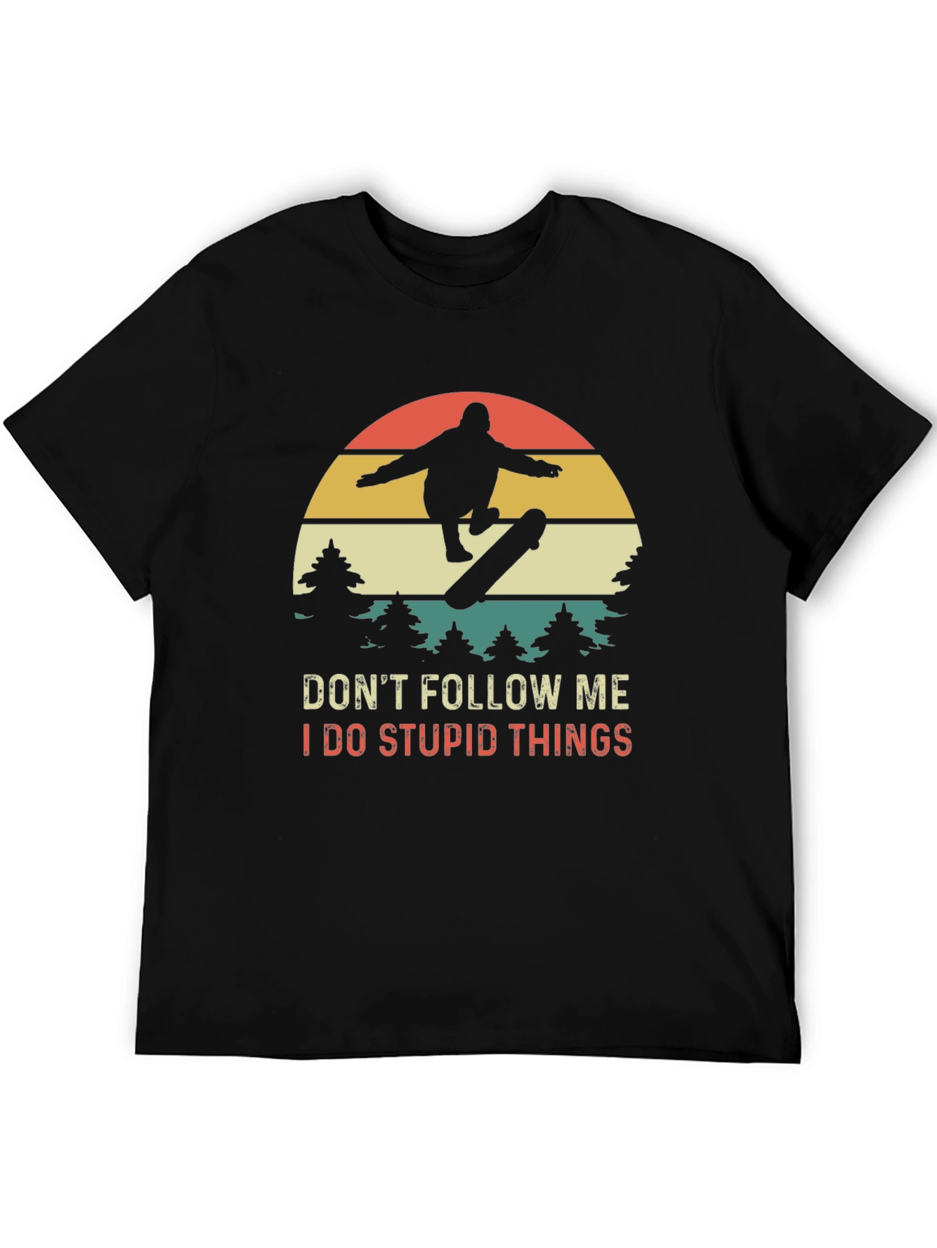 Black Skateboarder Graphic Tee - Don't Follow Me T-Shirt view 5