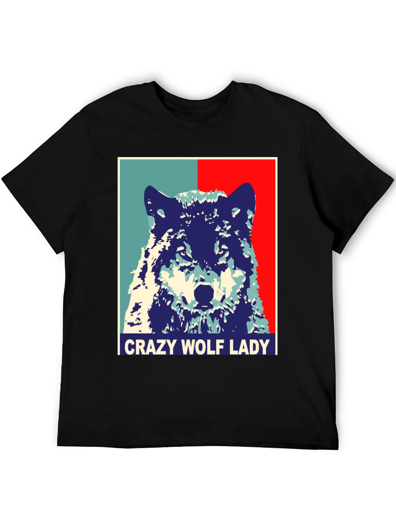 Crazy Wolf Lady Graphic Tee - Unisex Novelty T-Shirt - 5