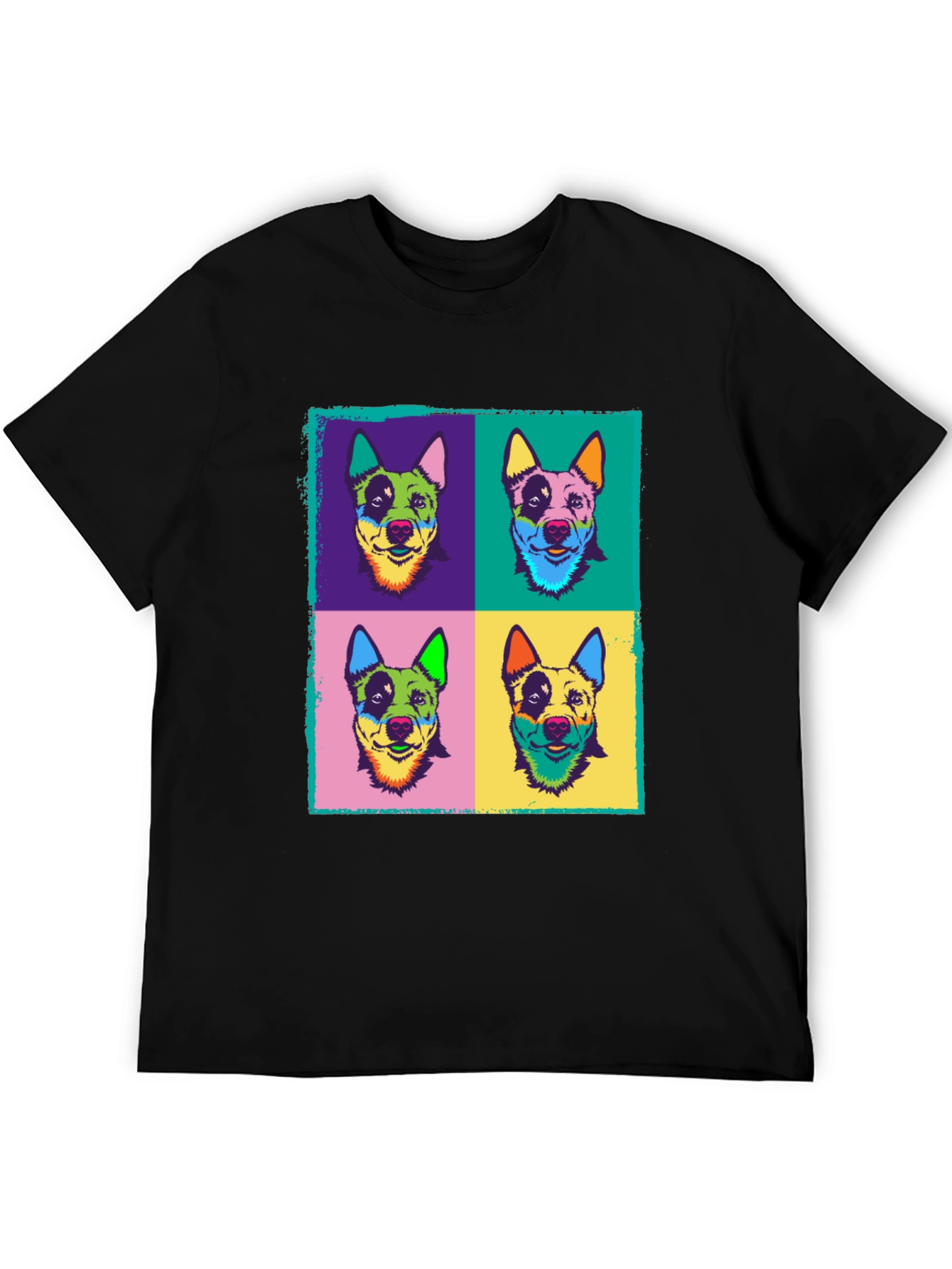 Black Pop Art Dog Print Black T-Shirt view 5
