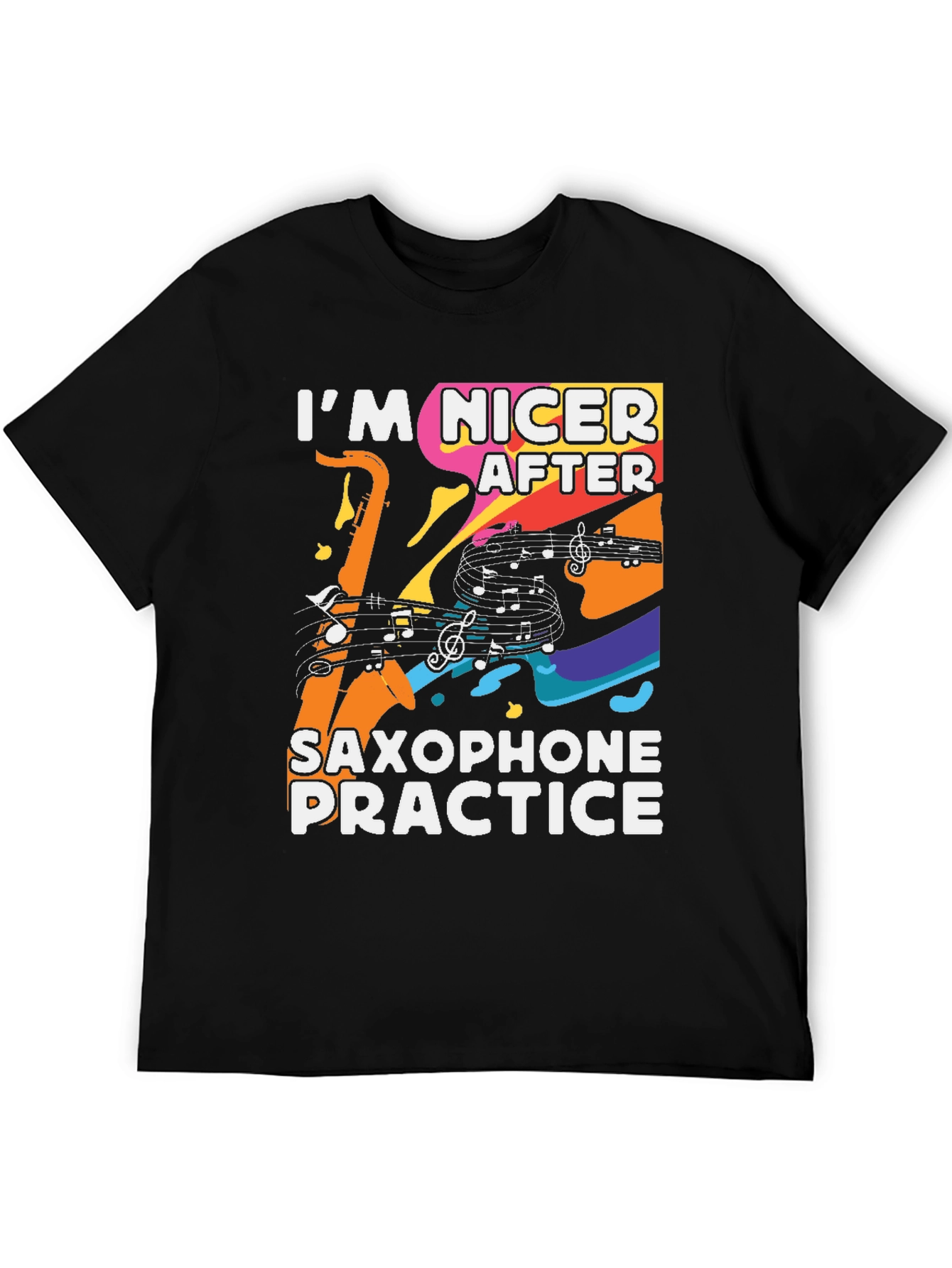 Black Funny Saxophone Practice T-Shirt view 5
