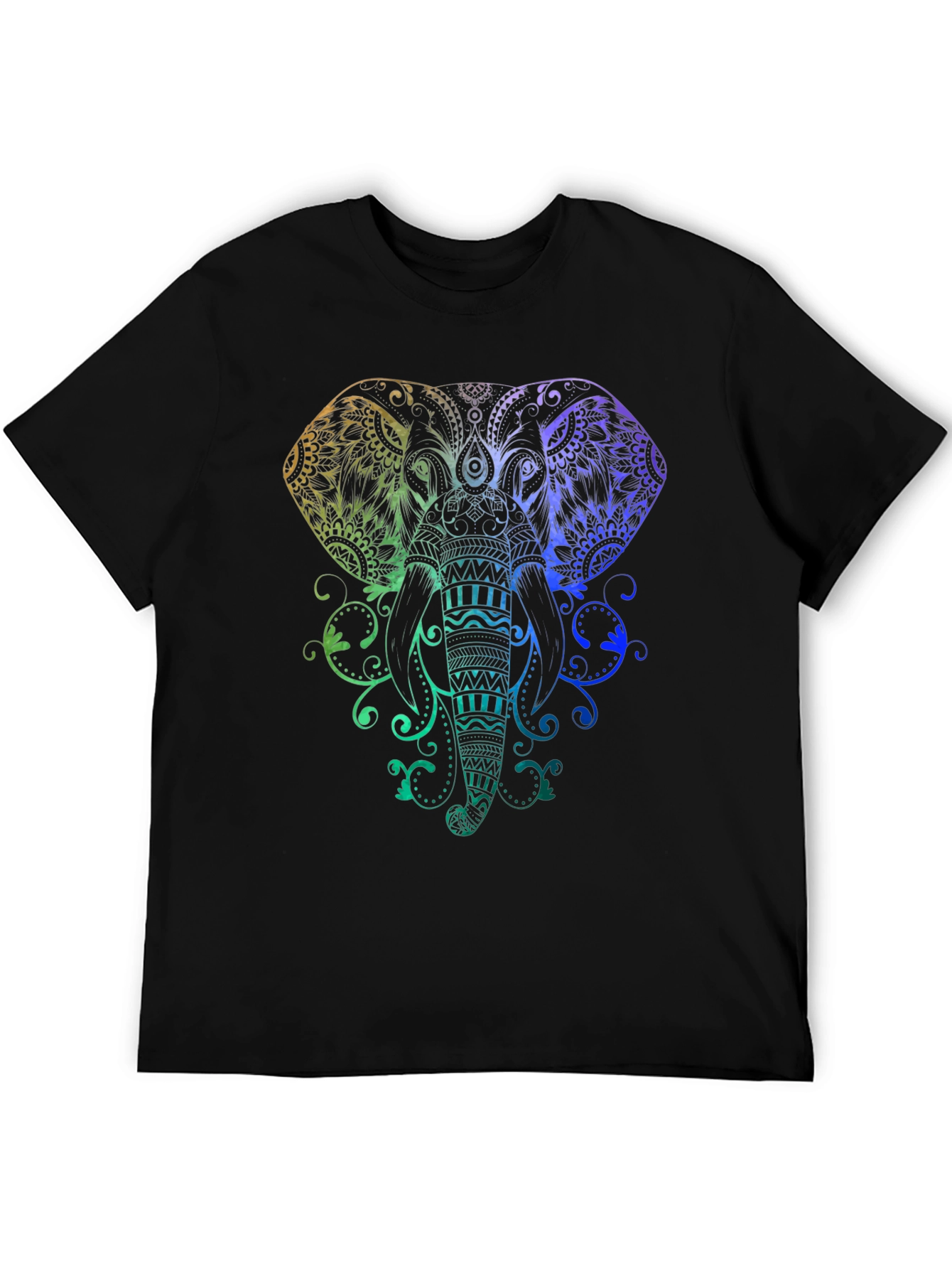 Black Rainbow Elephant Graphic Tee - Black view 5