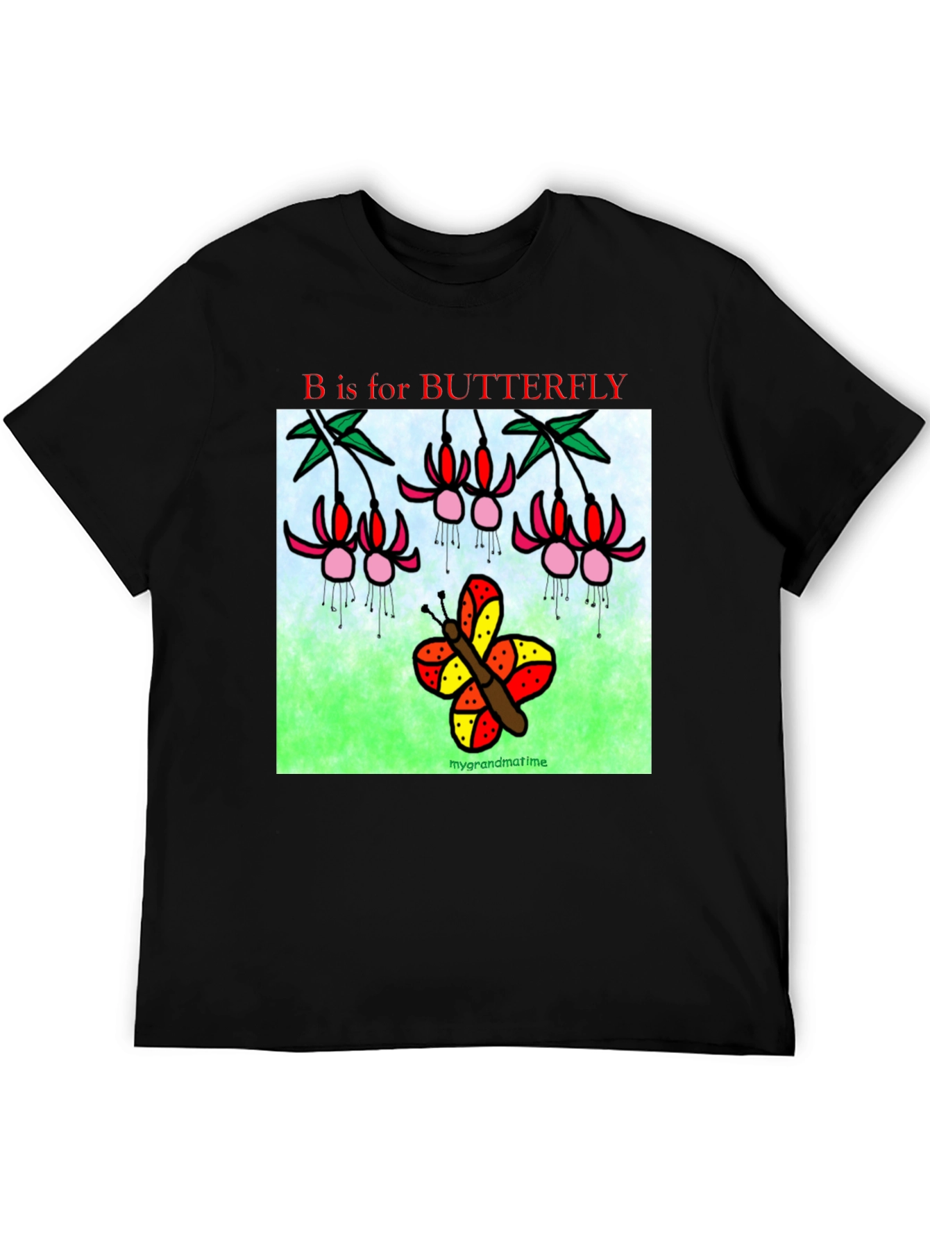 Black B is for Butterfly Graphic T-Shirt view 5