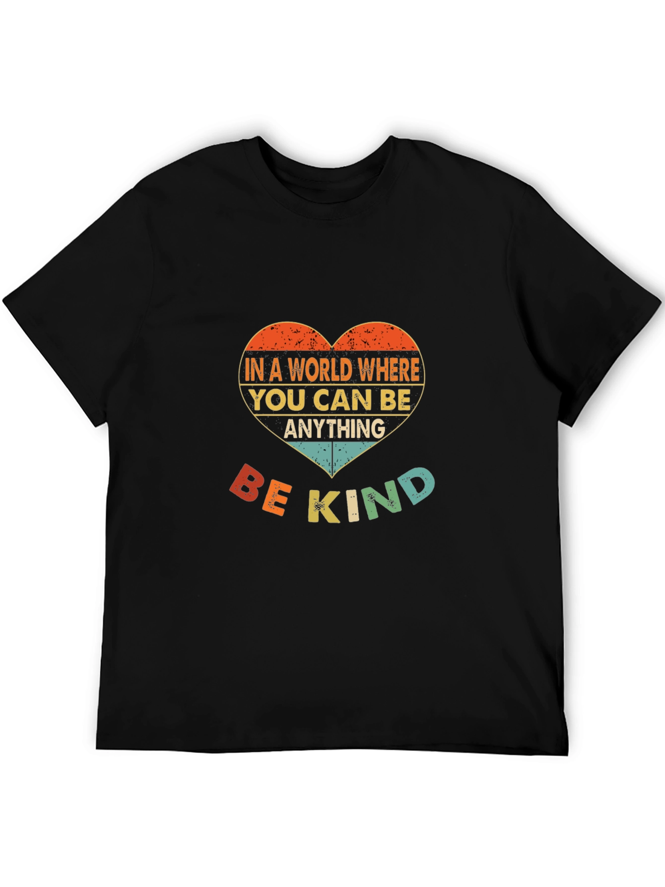 Black Be Kind T-Shirt - Heart Design view 5