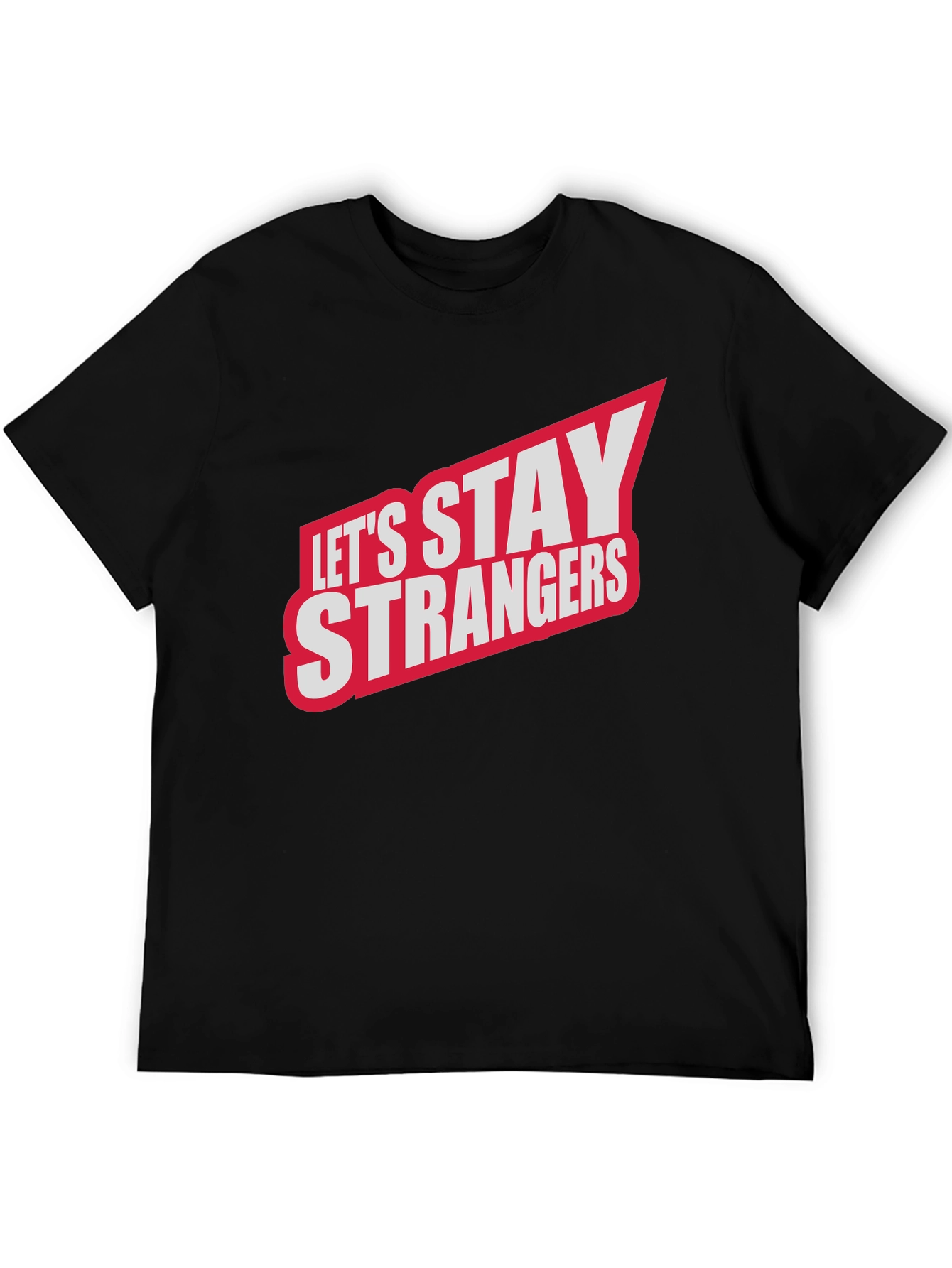 Black Let's Stay Strangers Graphic Tee - Black view 5