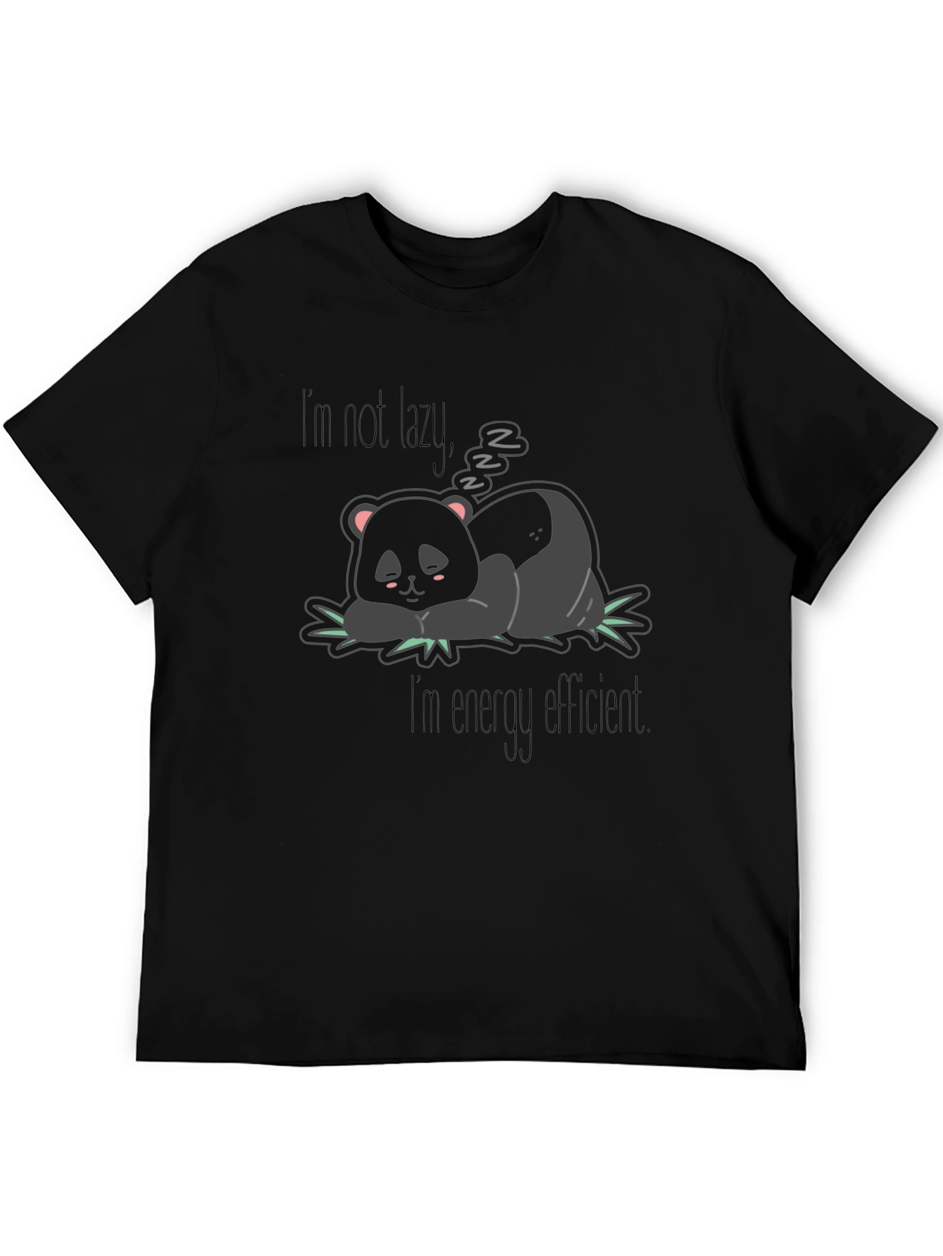 Black Lazy Panda Graphic Tee - Energy Efficient Humor view 5