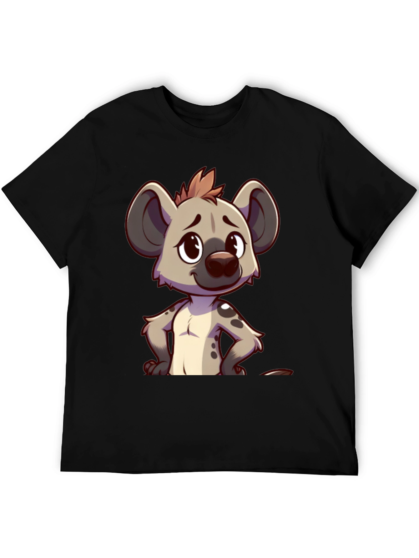 Black Cartoon Hyena Graphic Tee - Stylish Black T-Shirt view 5