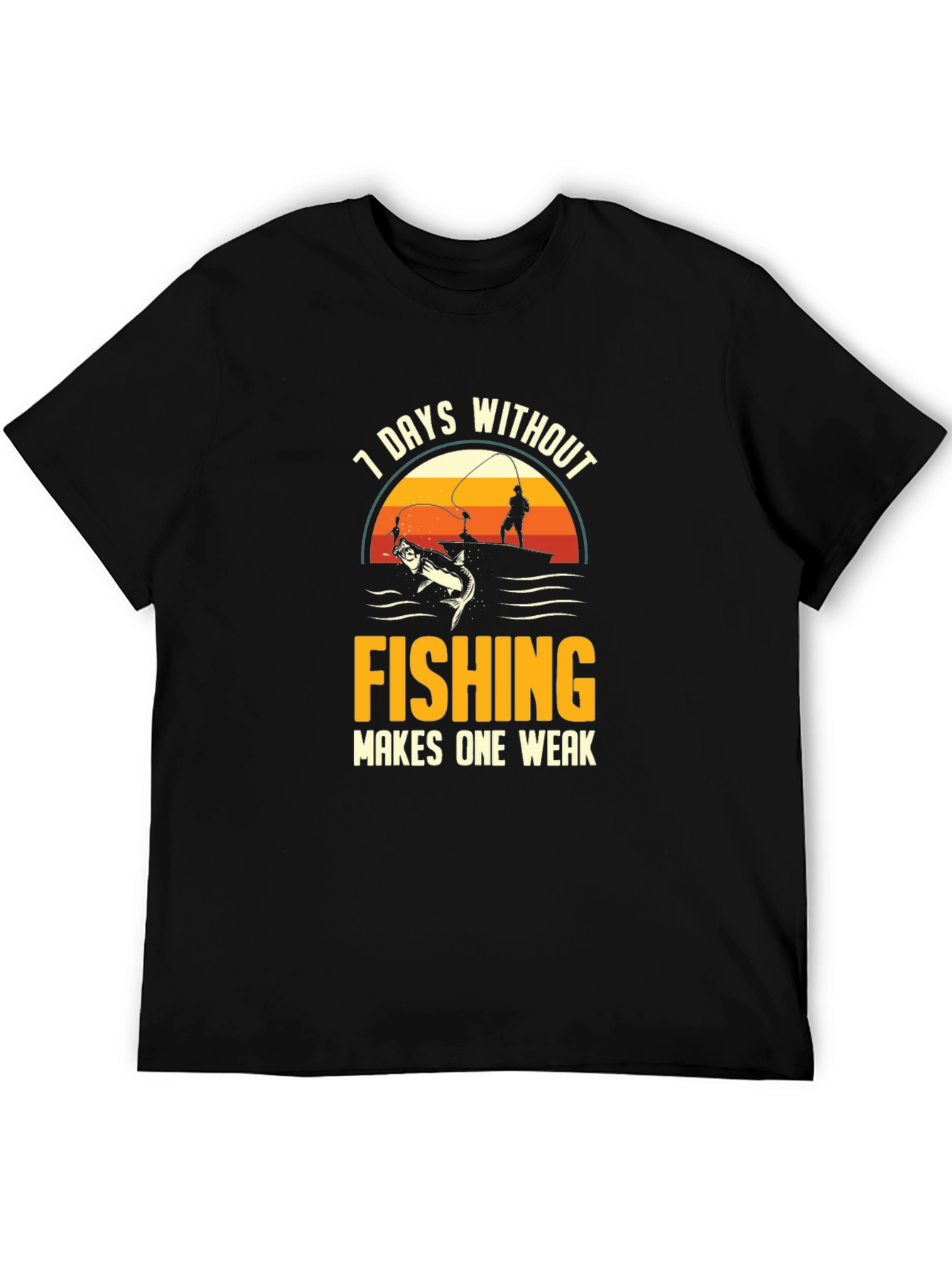 Black Fishing T-Shirt - 7 Days Without Fishing view 5