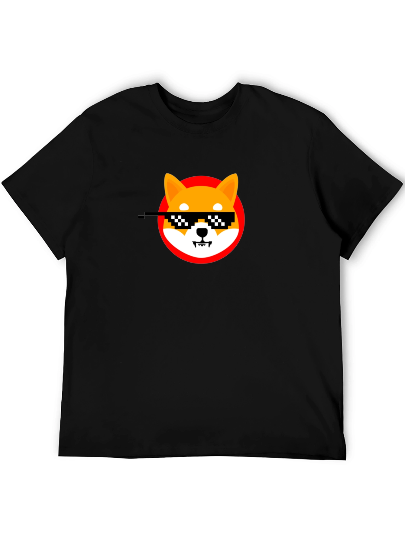 Black Shiba Inu Thug Life Meme Black T-Shirt view 5