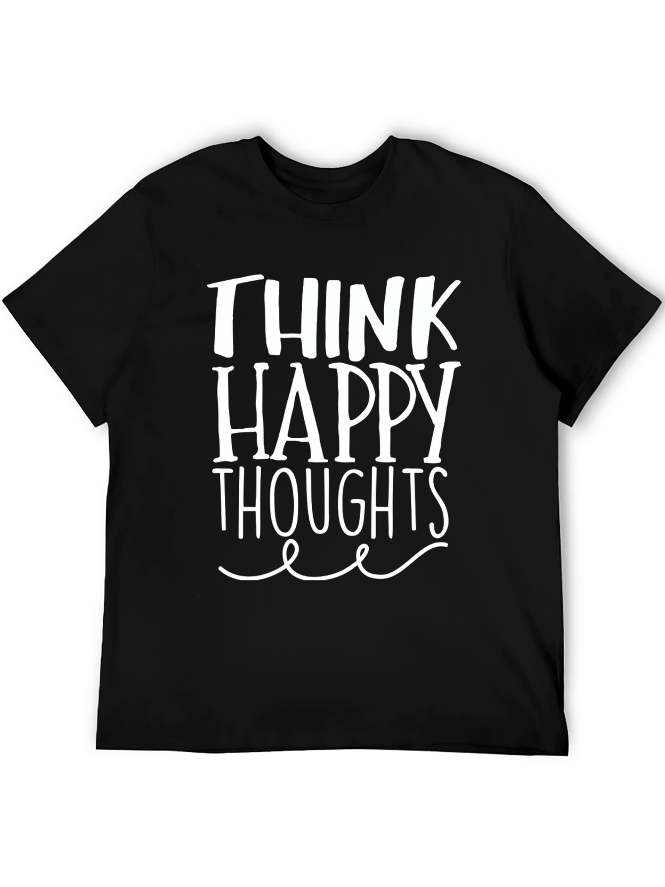 Black Think Happy Thoughts Graphic Tee - Black view 5