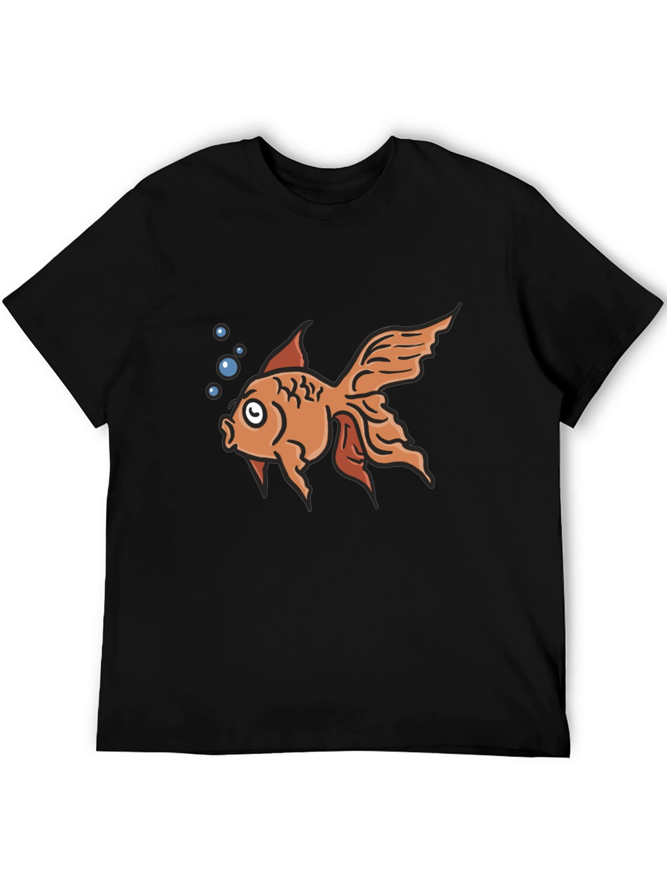 Black Goldfish Graphic T-Shirt - Black Cotton Tee view 5
