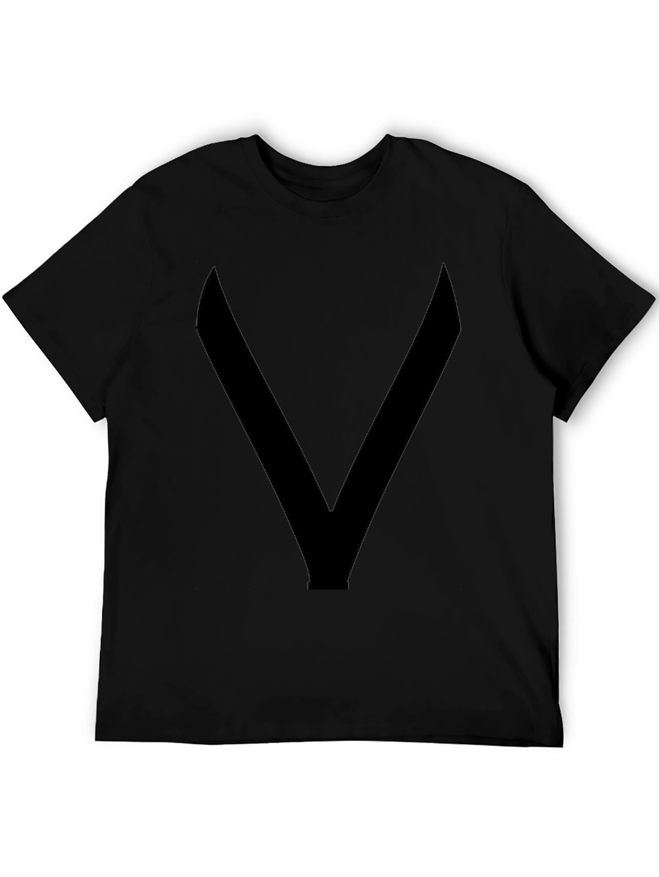 Black Bold "V" Graphic Tee - Solid Black Comfort Fit view 5