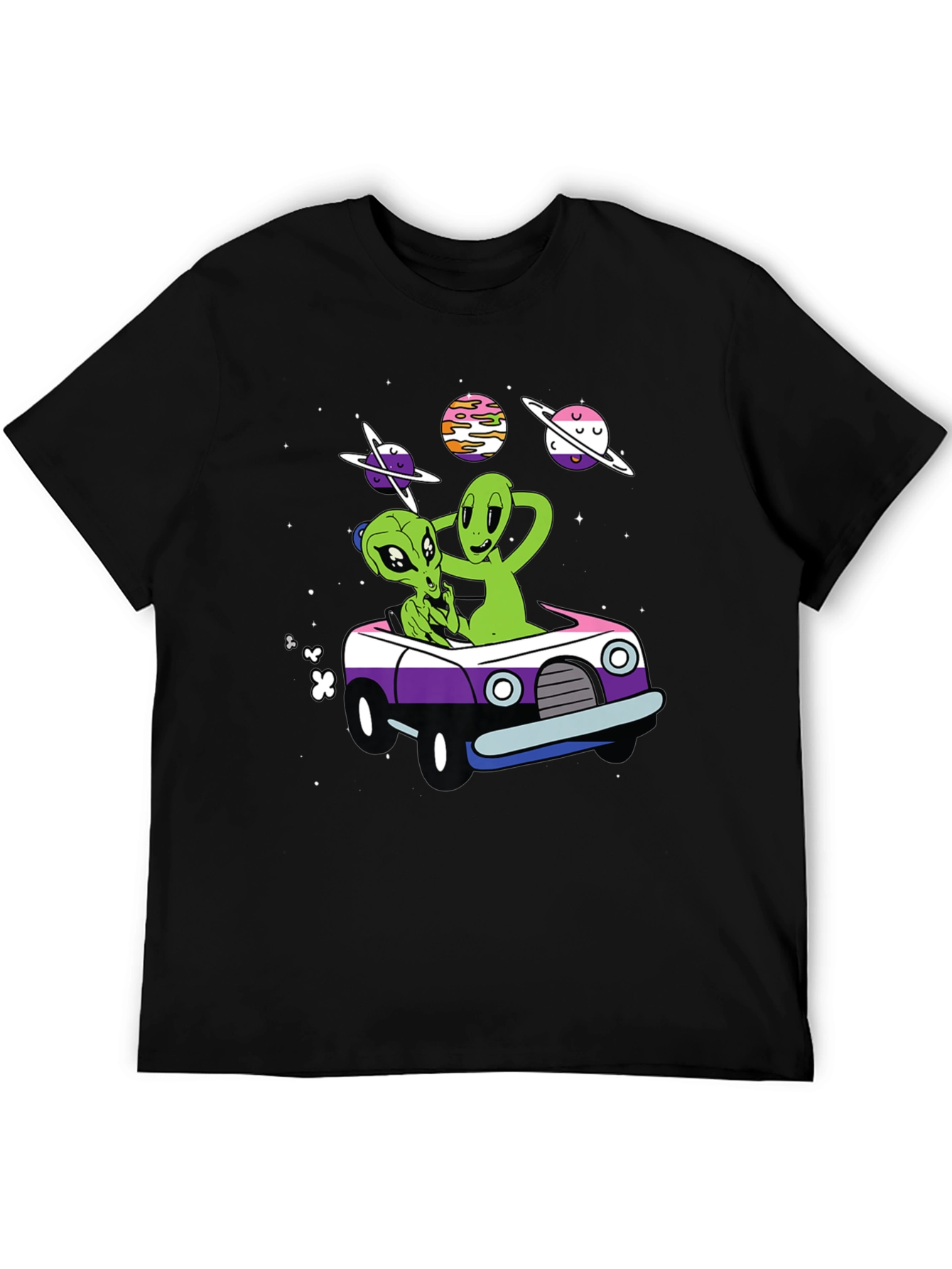Black Alien Car Ride T-Shirt view 5