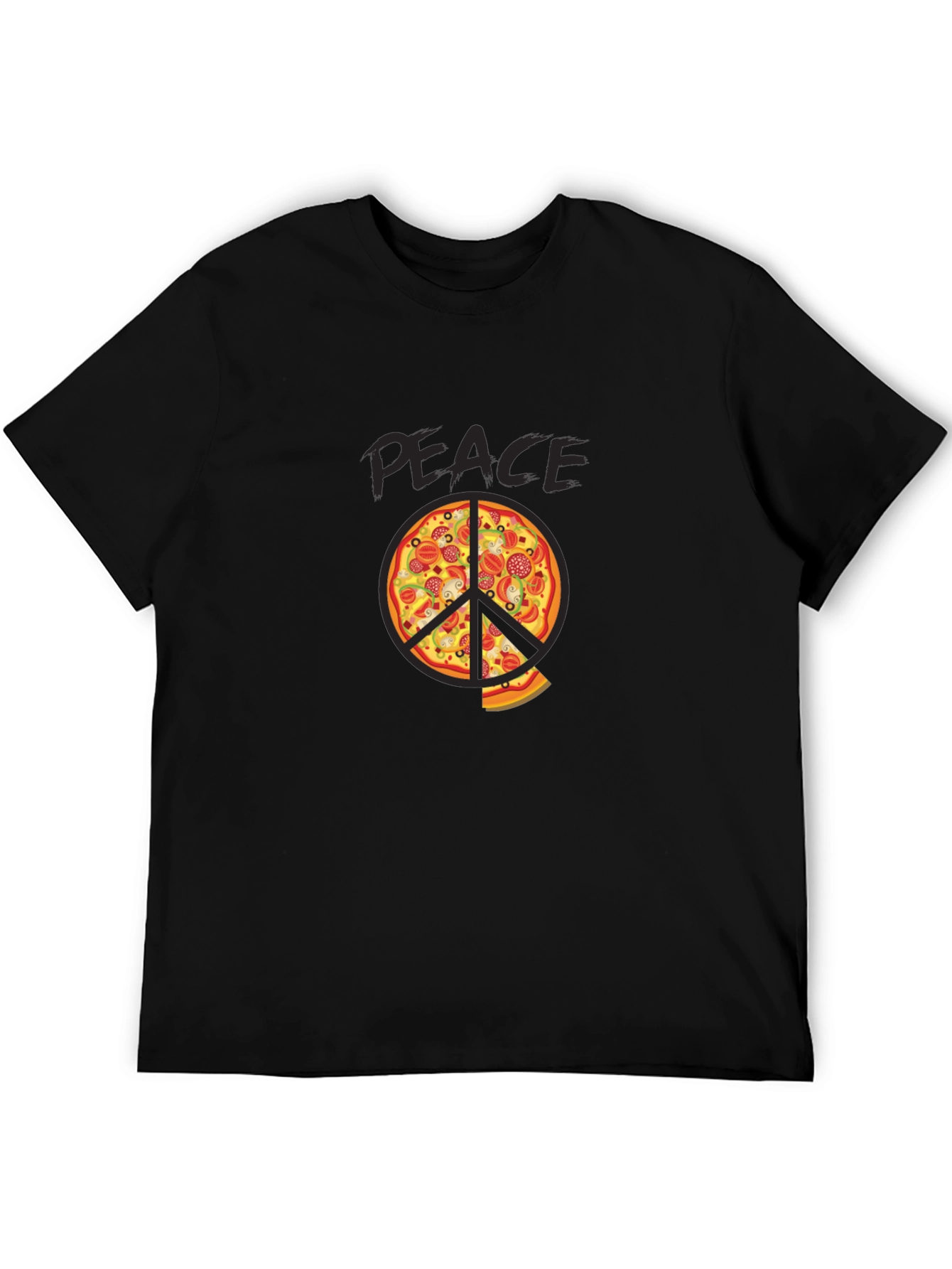 Black Pizza Peace Sign Graphic Tee view 5