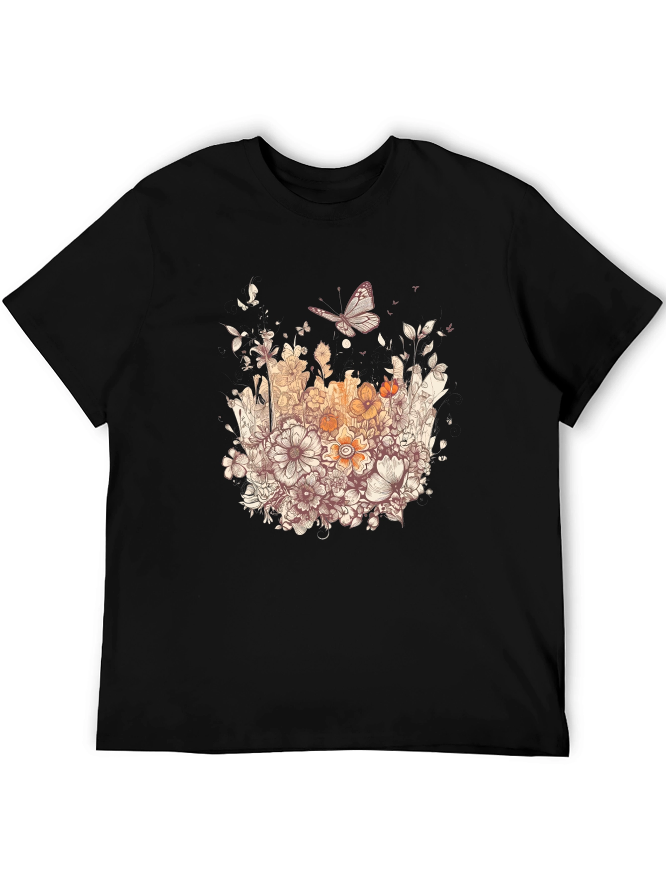 Black Floral Butterfly Graphic Tee view 5