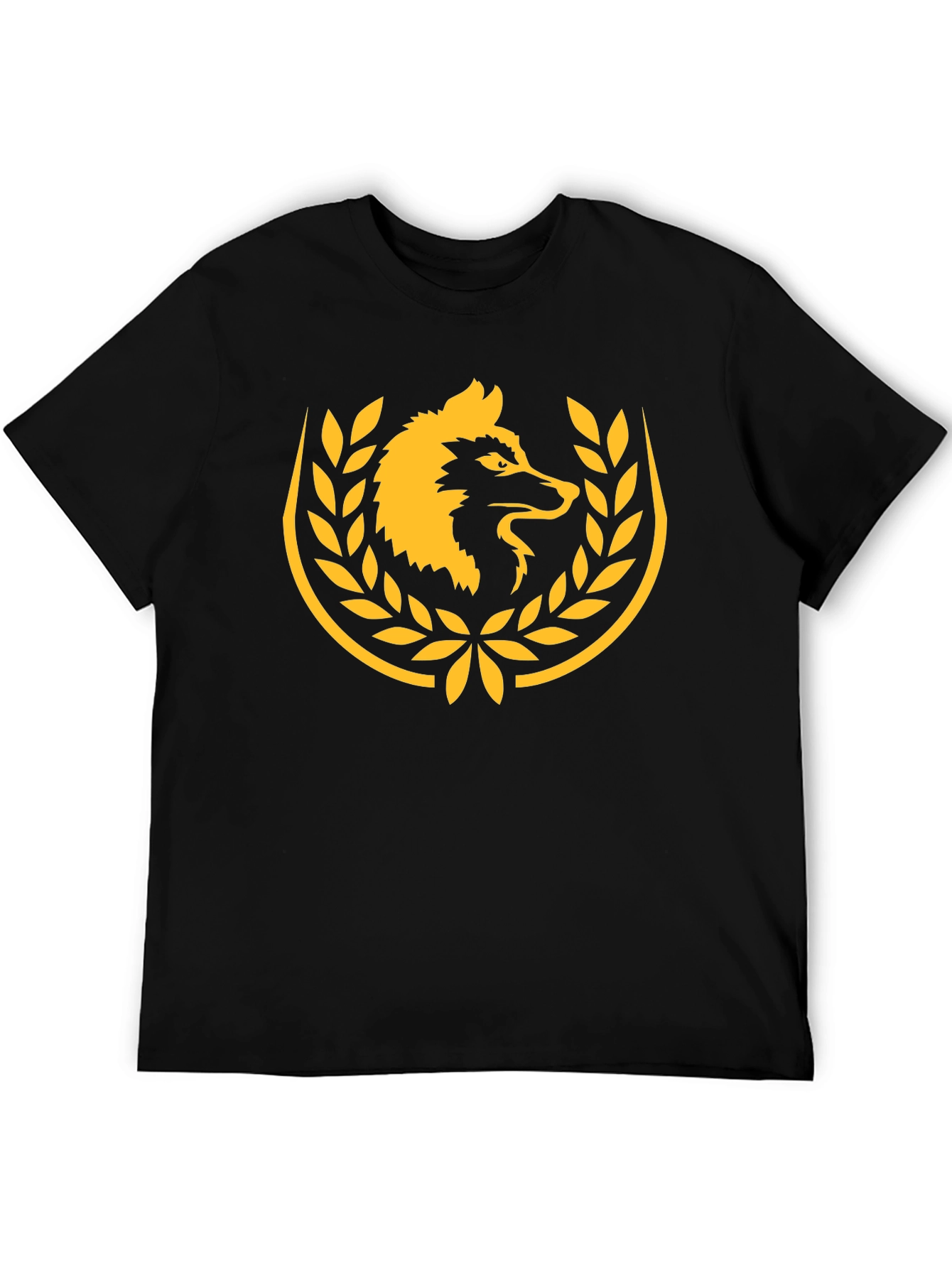 Black Wolf Laurel Wreath Black T-Shirt view 5
