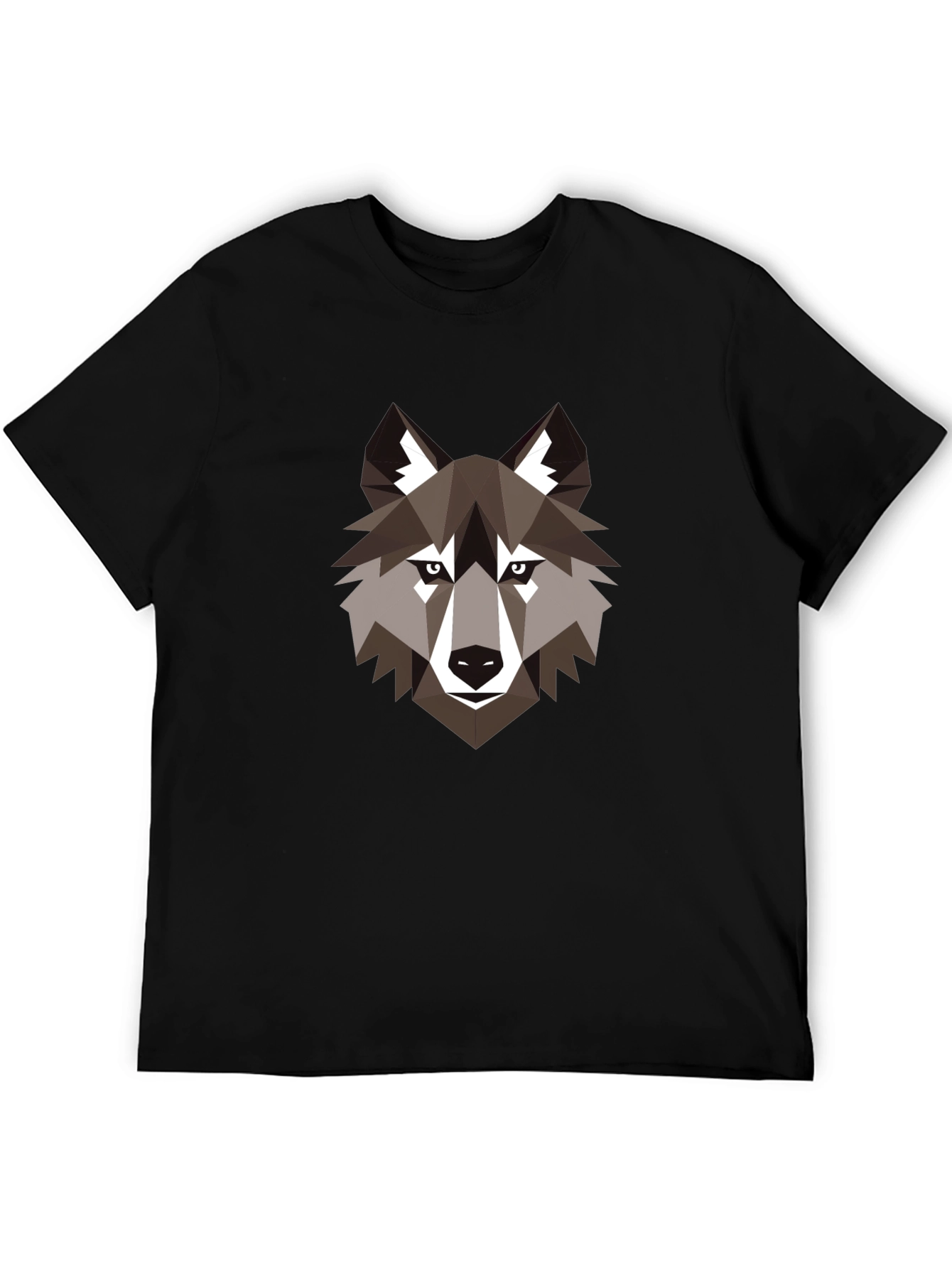 Black Geometric Wolf Graphic Black T-Shirt view 5