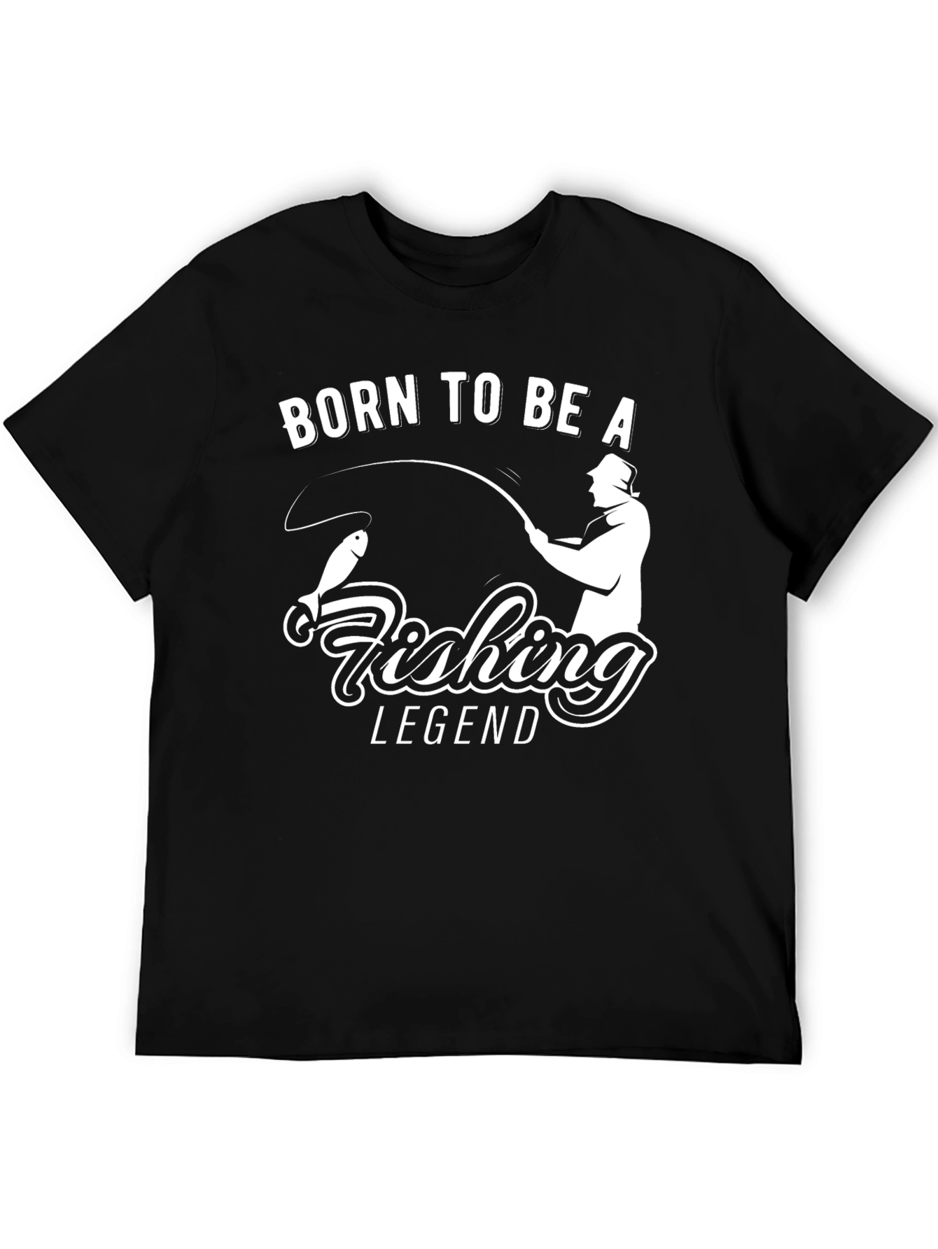 Black Born to Be A Fishing Legend Black T-Shirt view 5