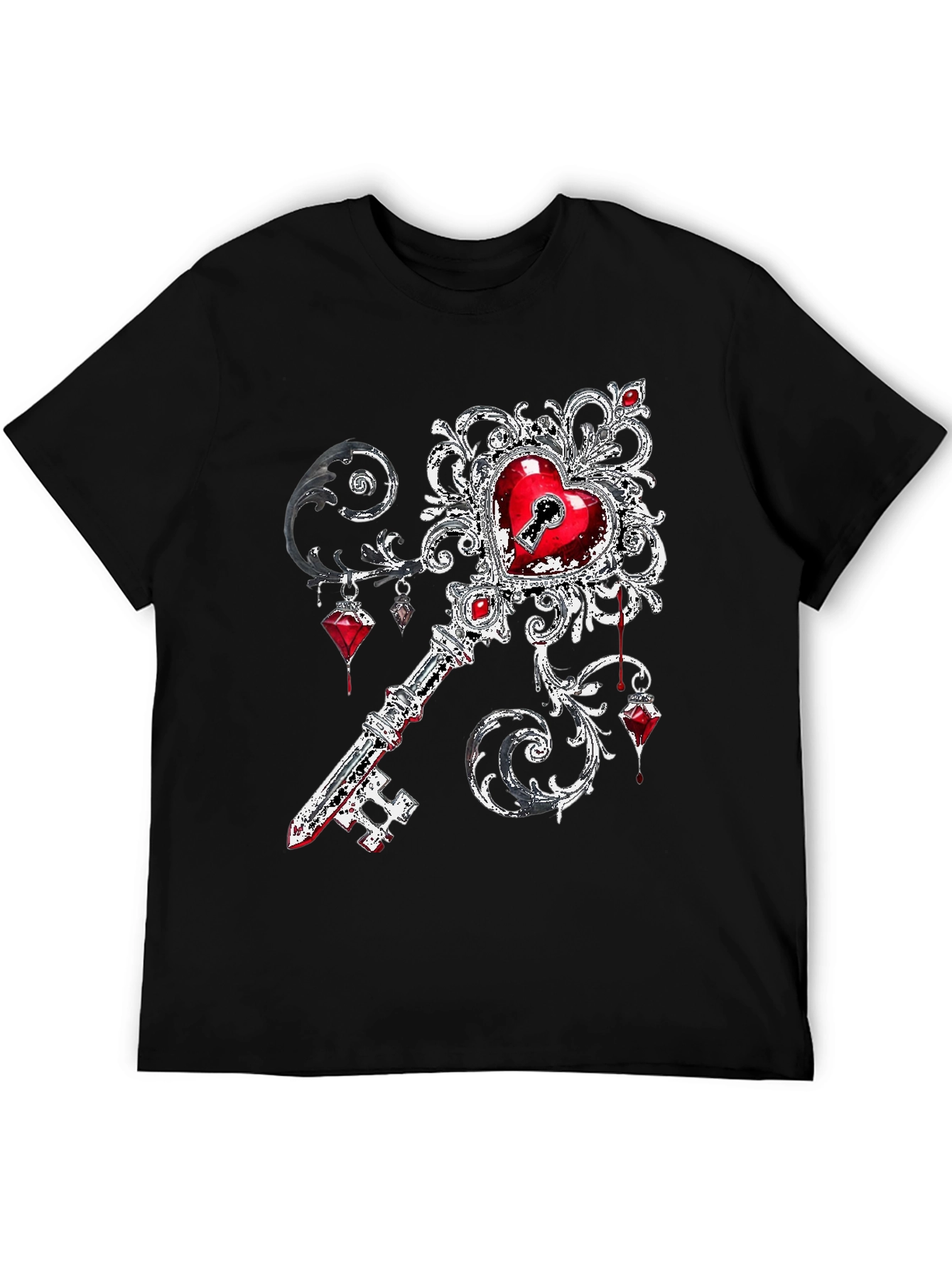 Black Heart Key Graphic Tee view 5