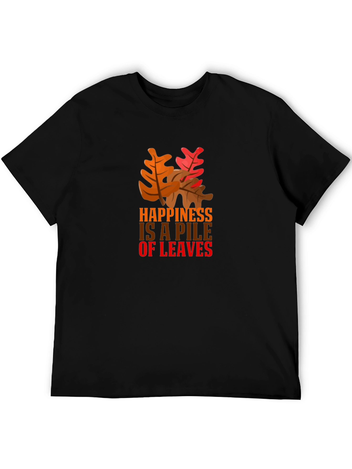 Black Autumn Leaves Happiness Graphic Tee - Black view 5
