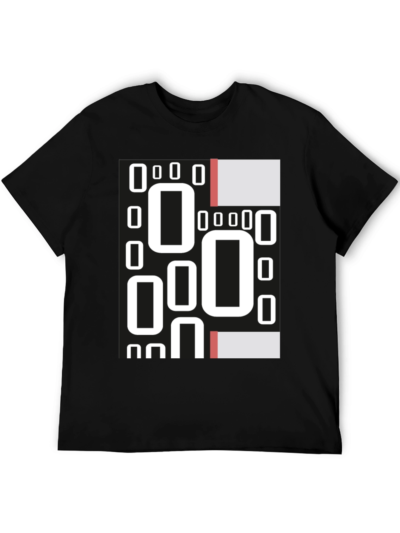 Black Abstract Geometric Patterned Black T-Shirt view 5