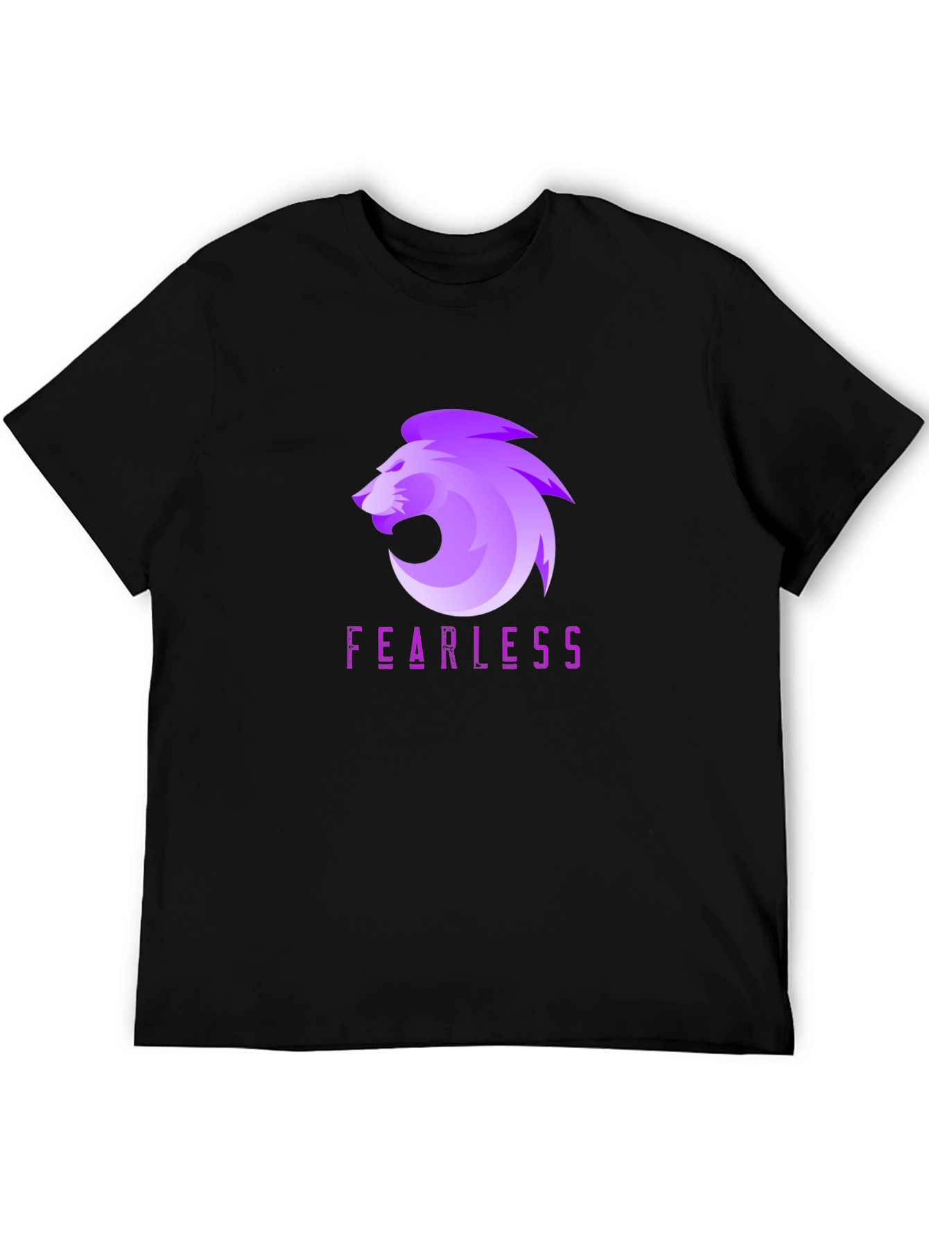 Black Fearless Lion Graphic Tee - Black Cotton Blend view 5