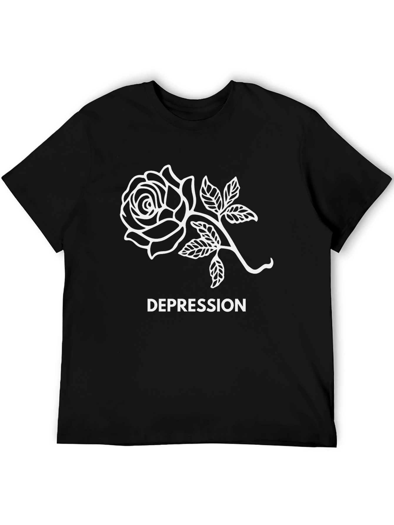 Black Rose Depression Graphic T-Shirt - Black view 5