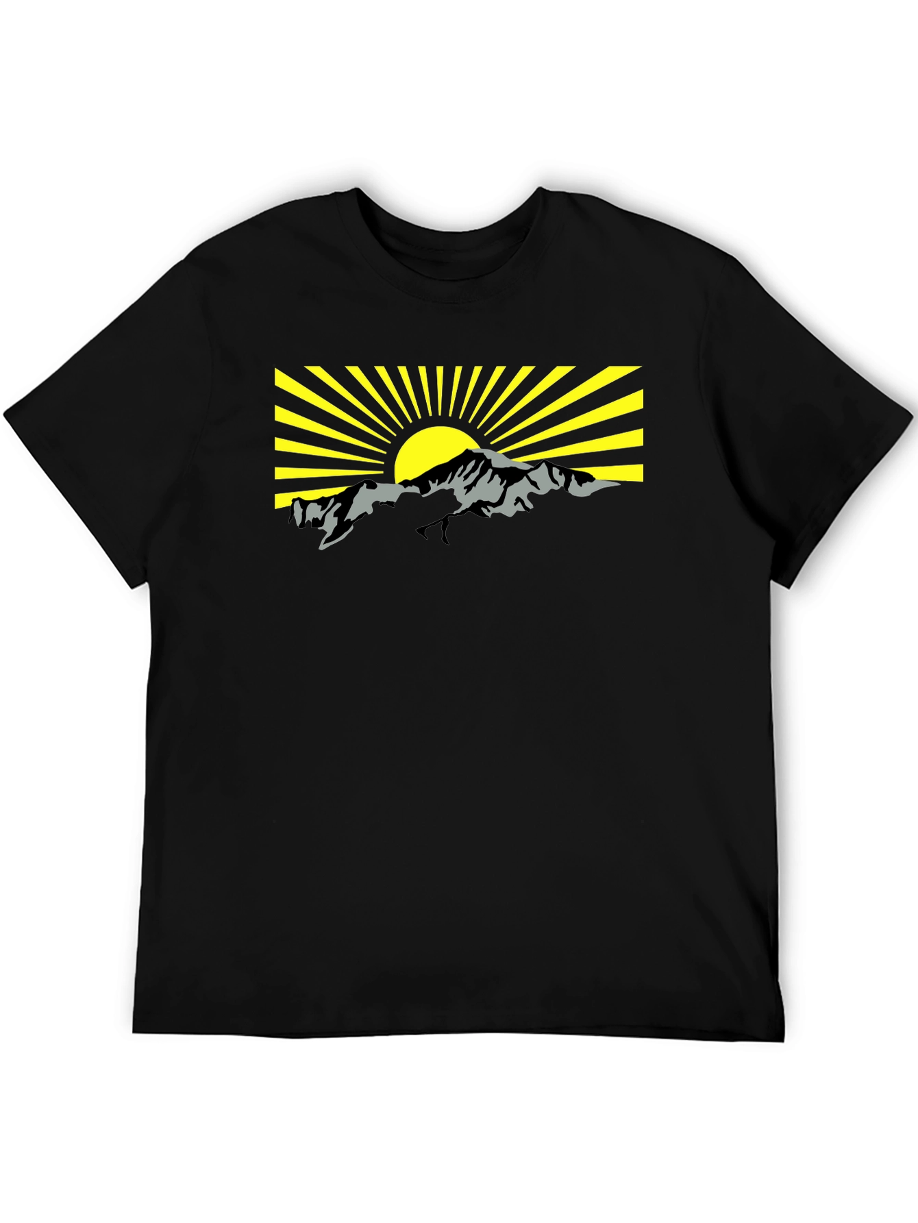 Black Mountain Sunrise Graphic Tee - Black Cotton T-Shirt view 5