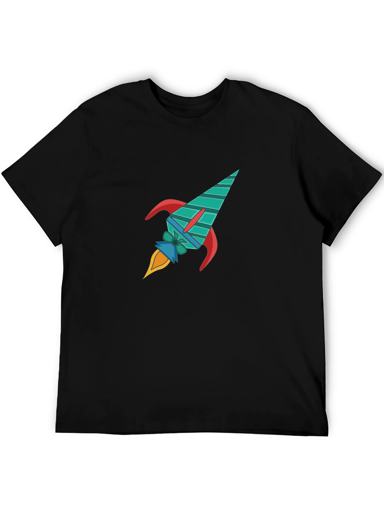 Black Rocket Graphic Black T-Shirt - Space Adventure Style view 5