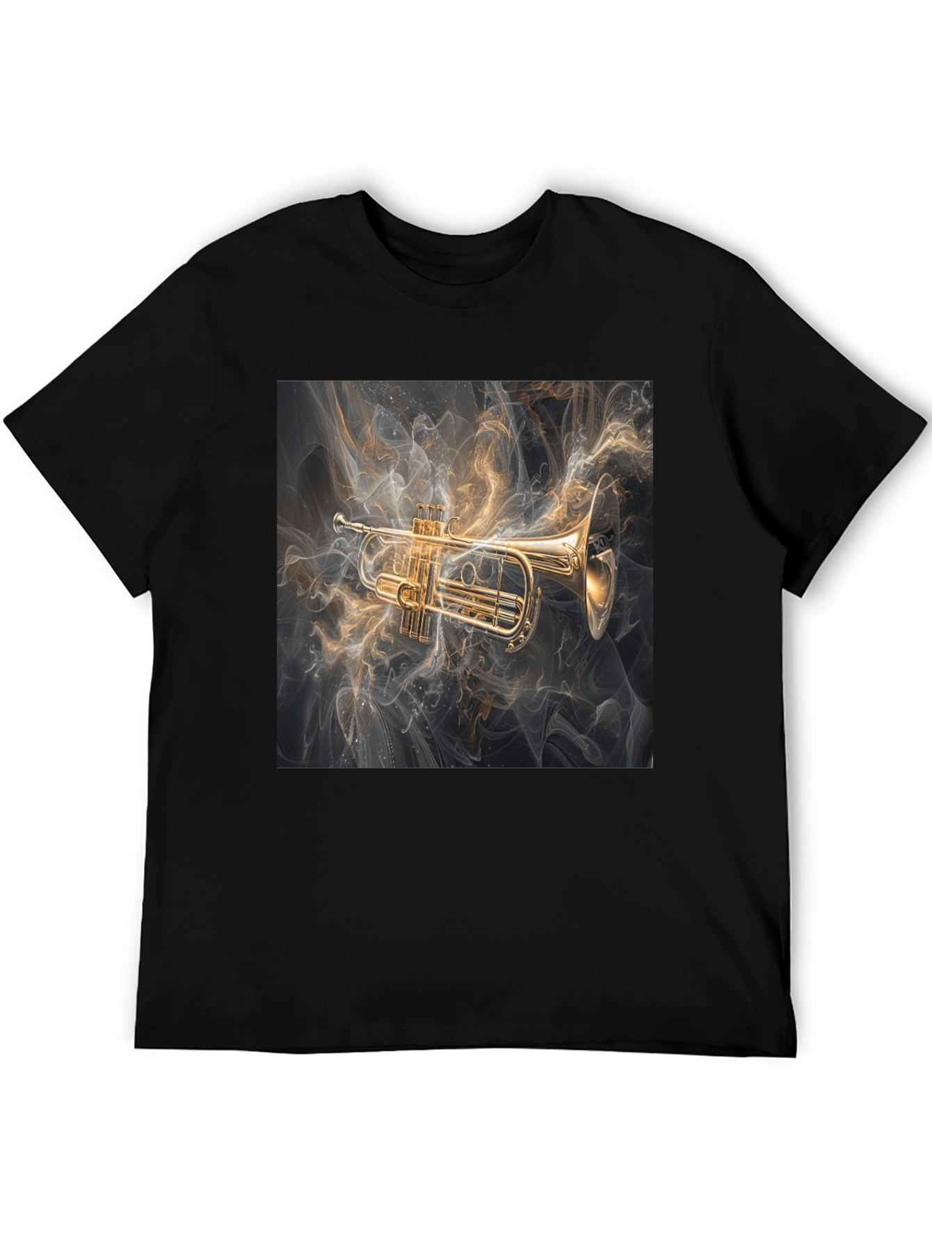 Black Trumpet Graphic Tee - Black Music Lover T-Shirt view 5