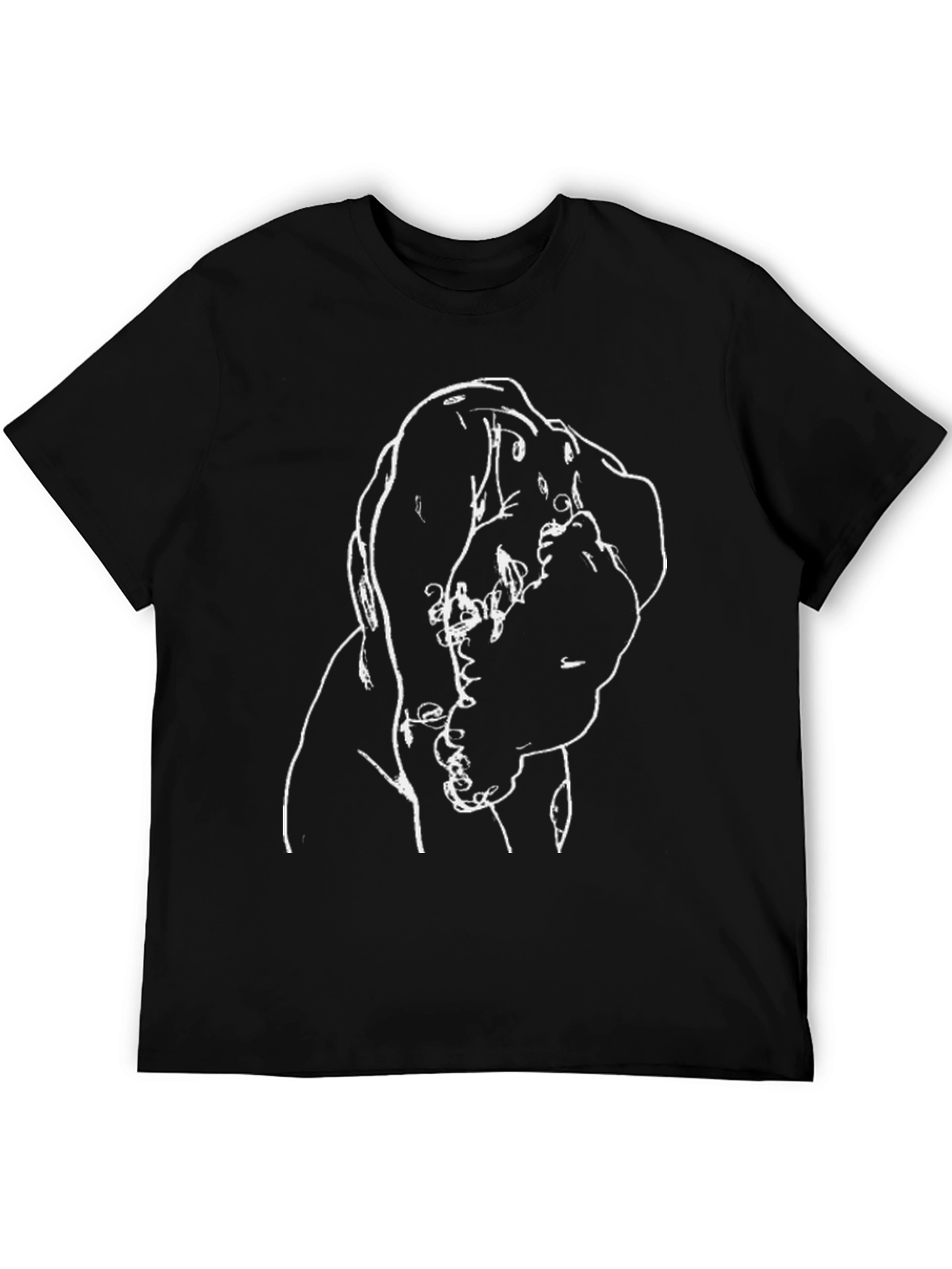 Black Minimalist Dog Sketch Black T-Shirt view 5
