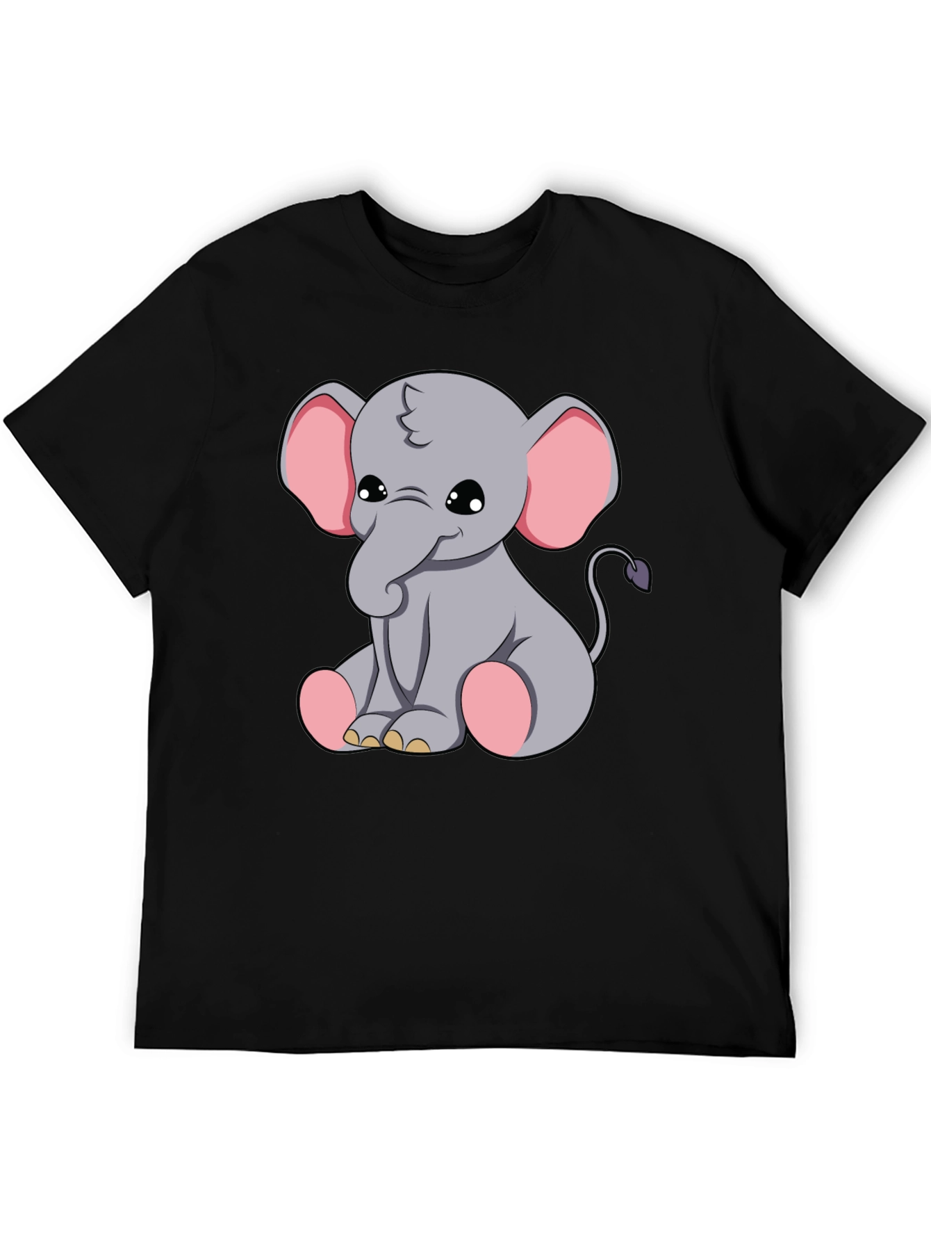 Black Cute Elephant Graphic Tee - Soft Cotton Blend view 5