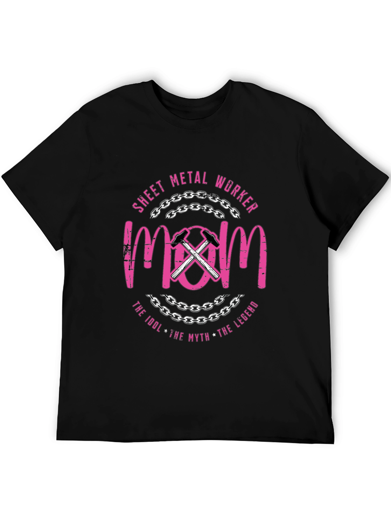 Black Sheet Metal Worker Mom T-Shirt - Pink Graphic Tee view 5
