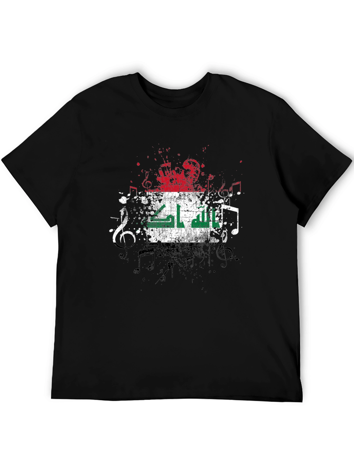 Black Iraq Flag Grunge T-Shirt view 5
