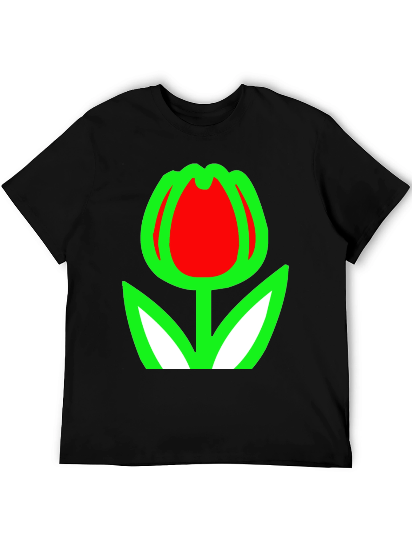 Black Tulip Graphic Tee - Bold Floral Statement Shirt view 5