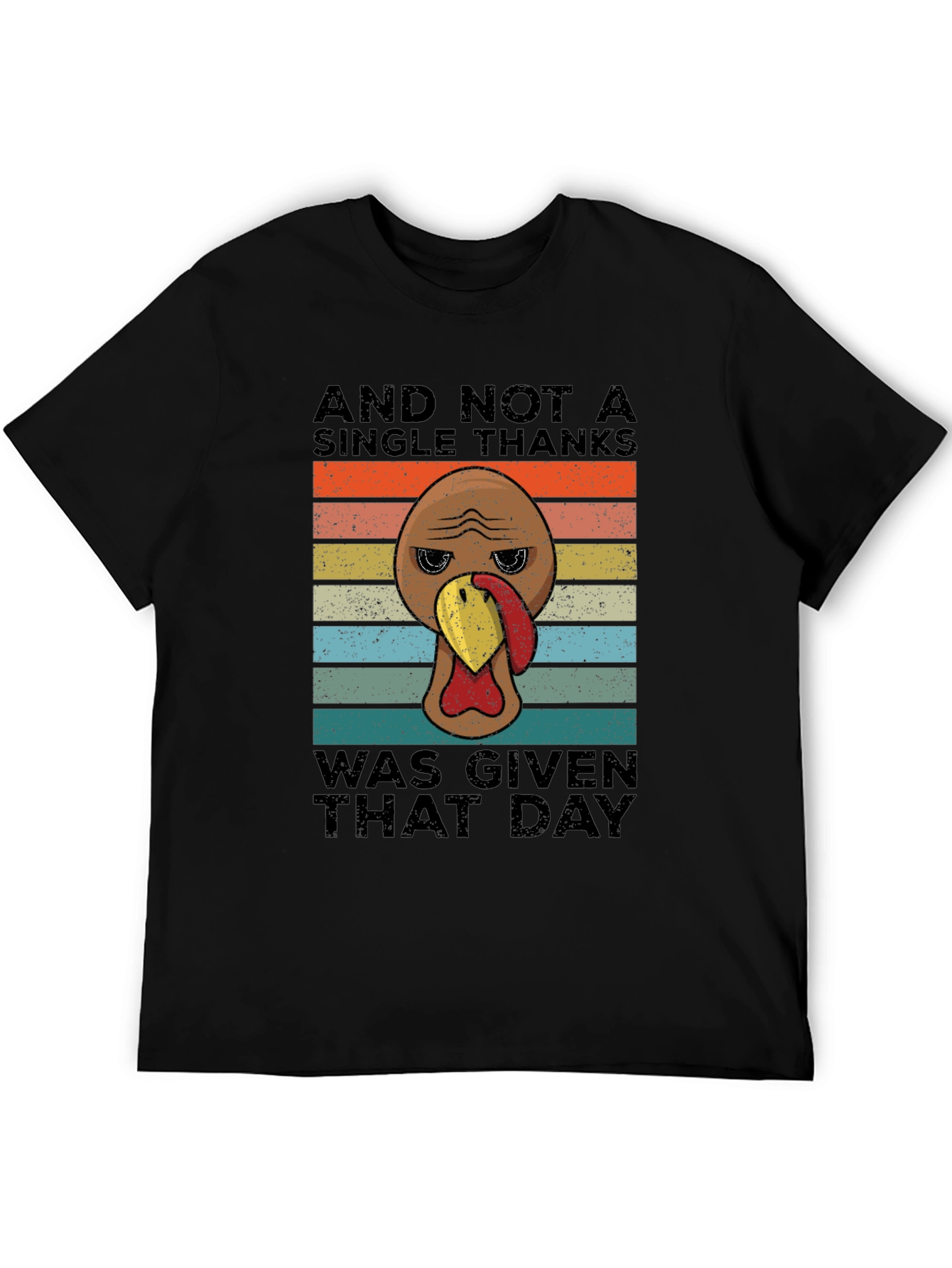 Black Funny Thanksgiving Turkey T-Shirt - No Thanks Given view 5