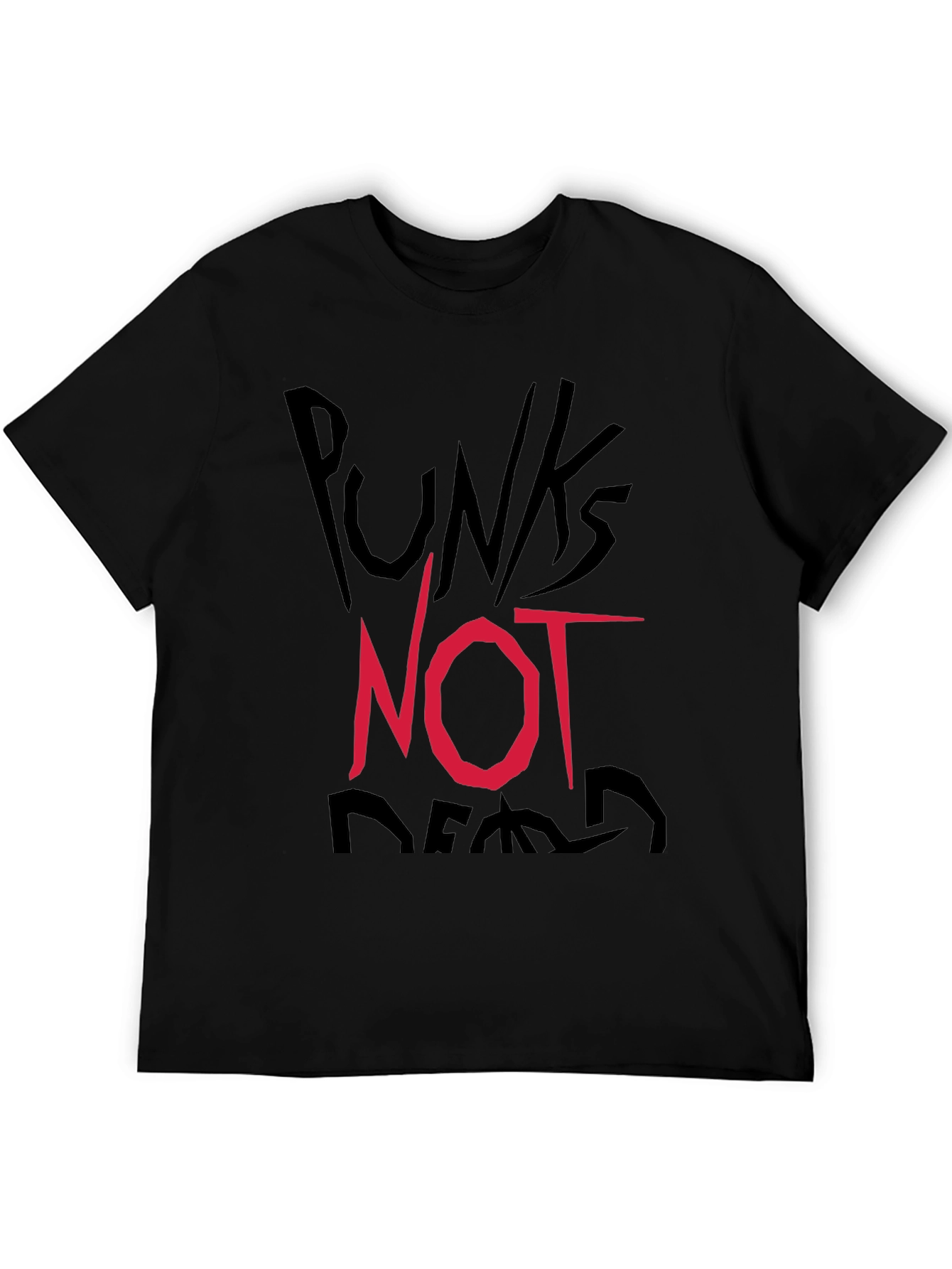Black Punk's Not Dead Graphic Tee - Black Cotton Casual Shirt view 5