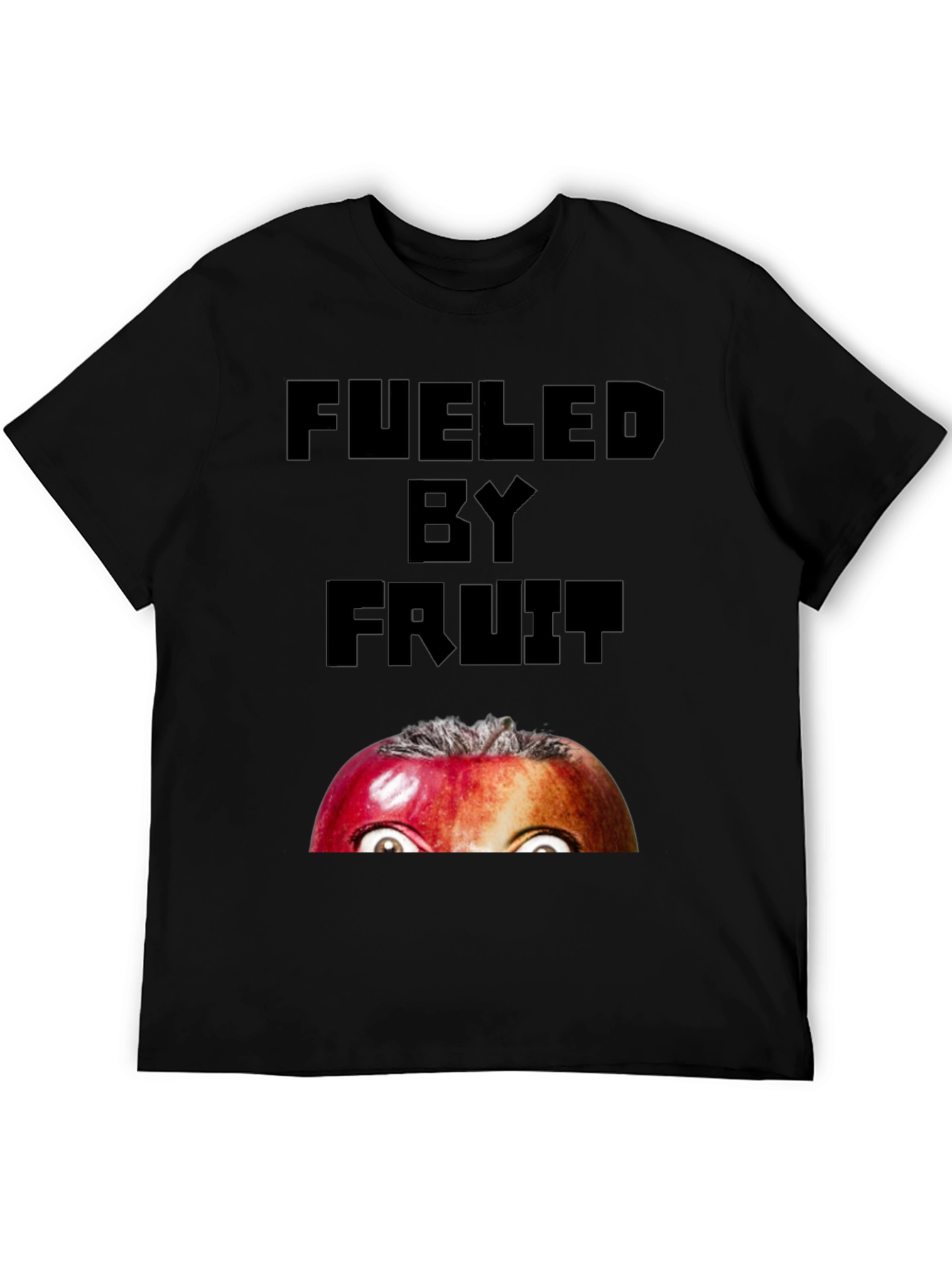 Black Fueled By Fruit Graphic T-Shirt - Funny Apple Eyes view 5