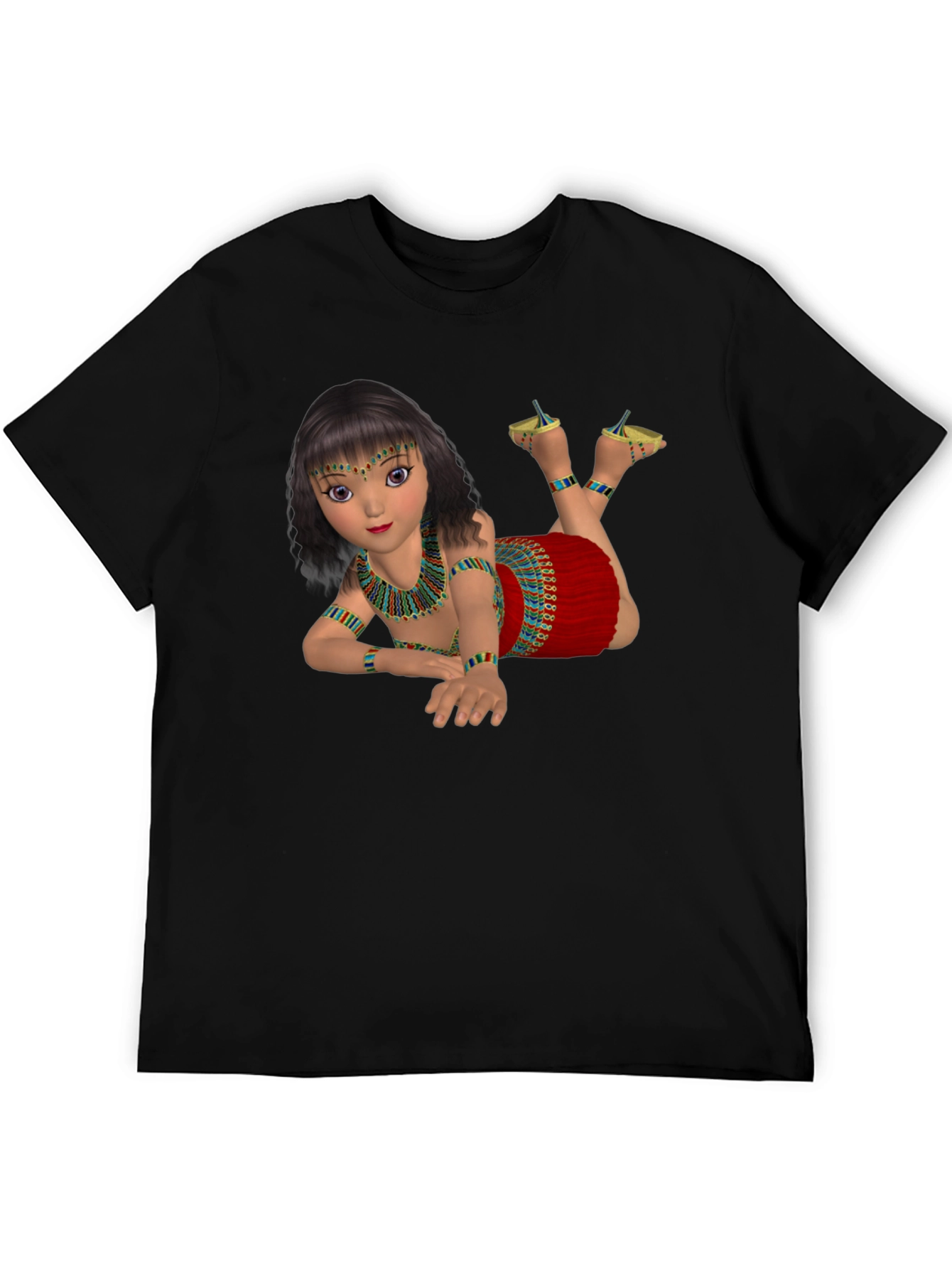 Black Egyptian Girl Graphic Tee - Black Cotton Shirt view 5
