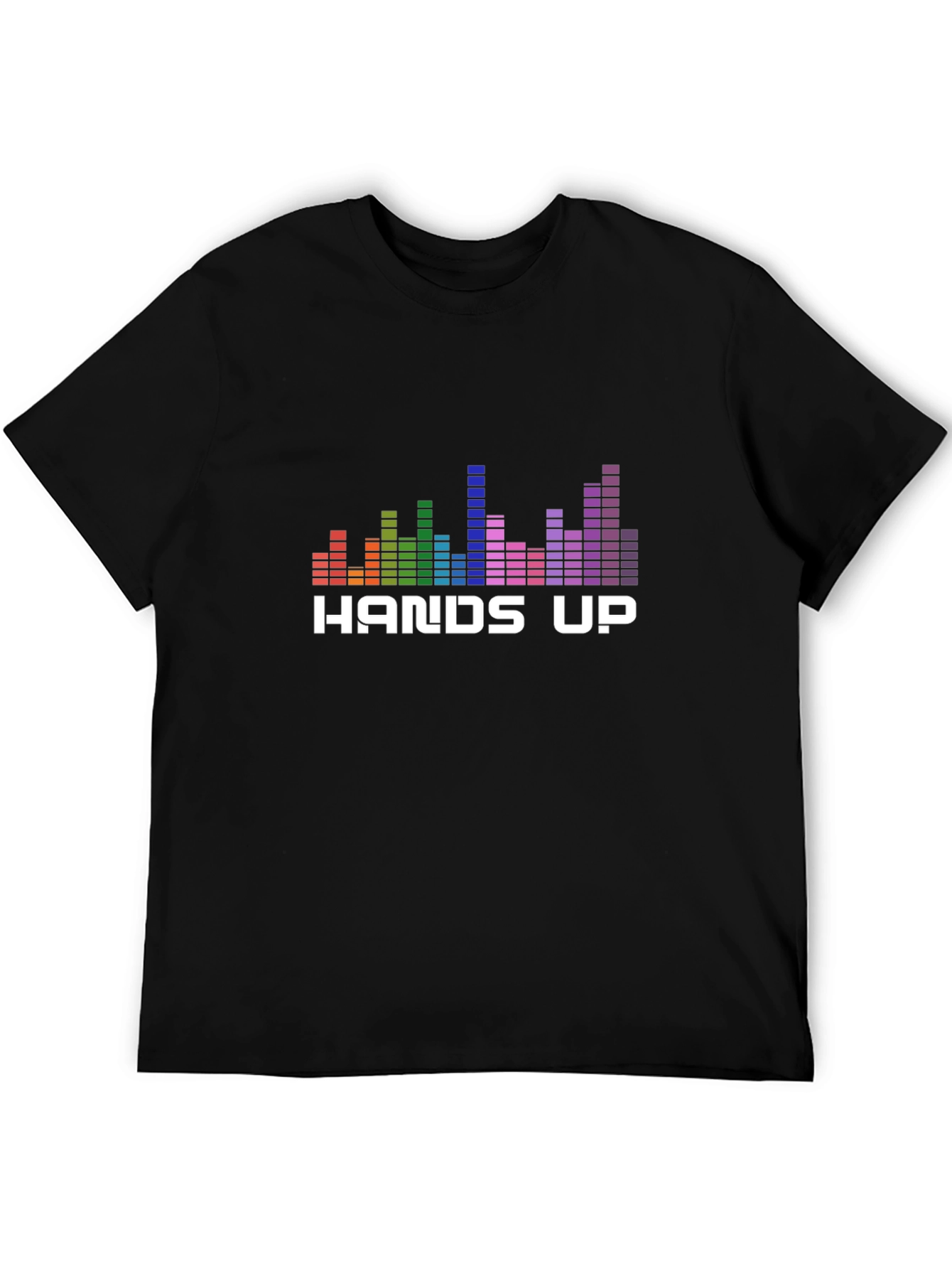 Black Hands Up Graphic T-Shirt - Music Equalizer Design view 5