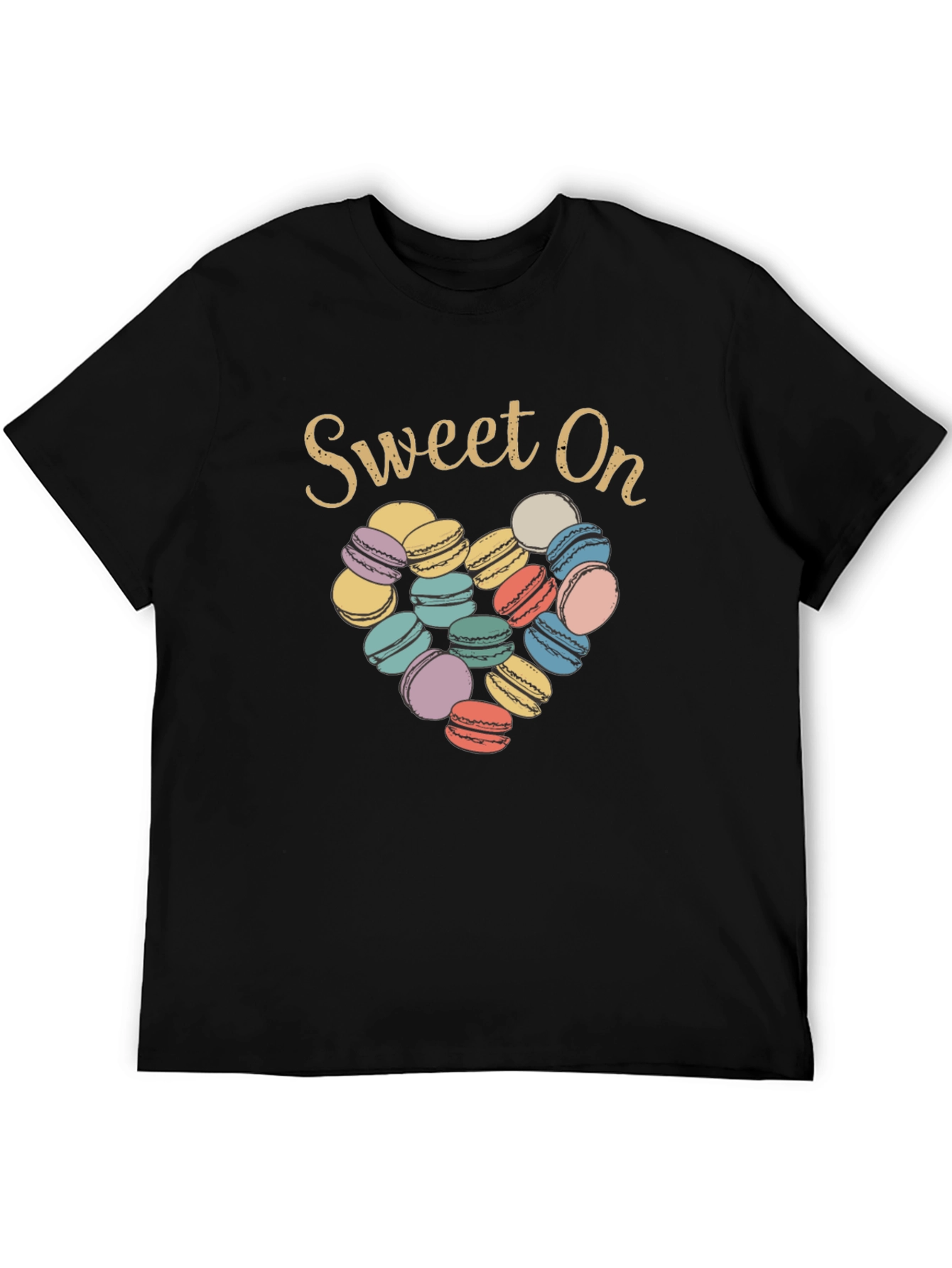 Black Sweet On Macarons T-Shirt - Cute Dessert Graphic Tee view 5